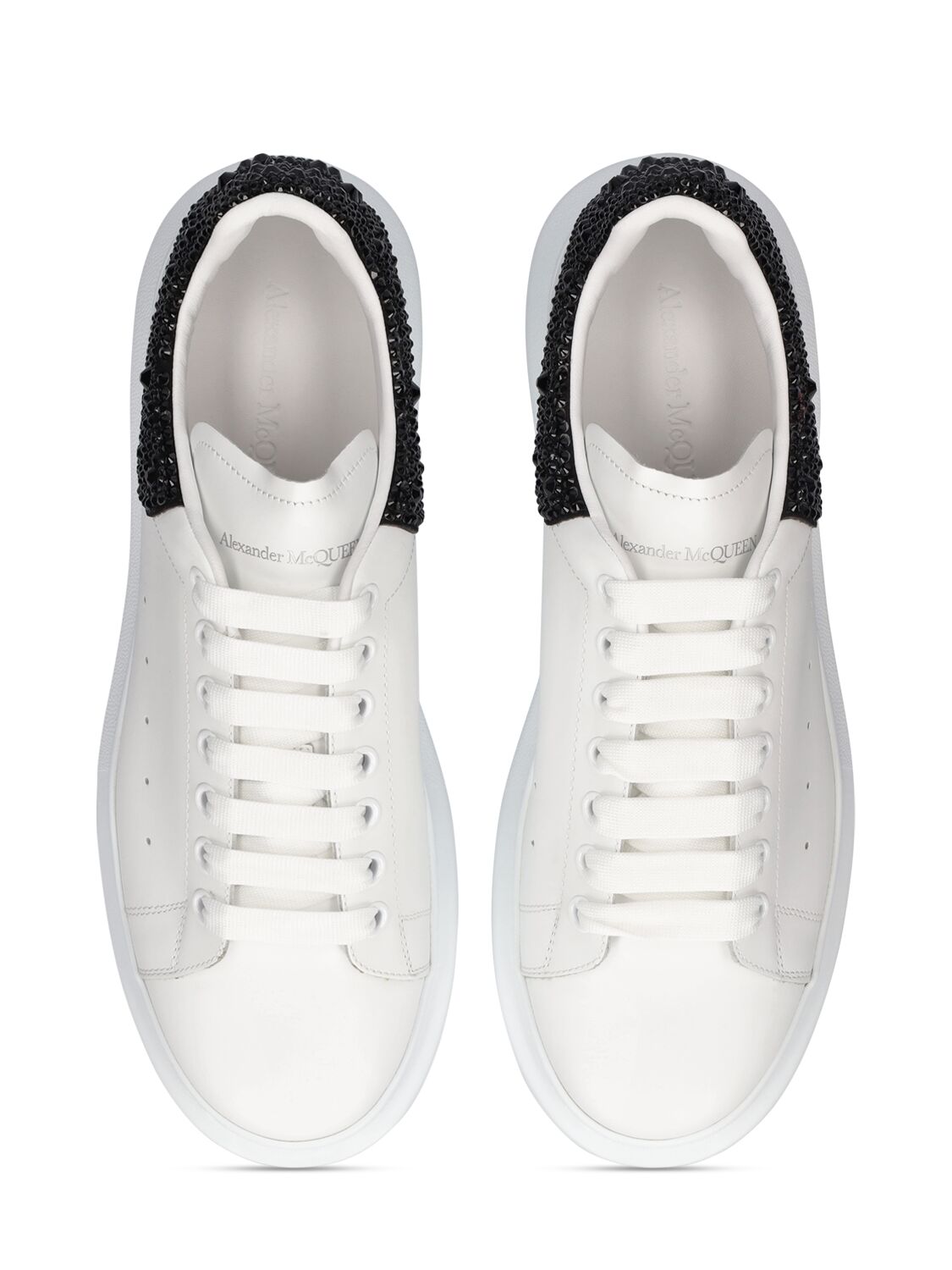 Shop Alexander Mcqueen 45mm Oversized Embellished Sneakers In White,black