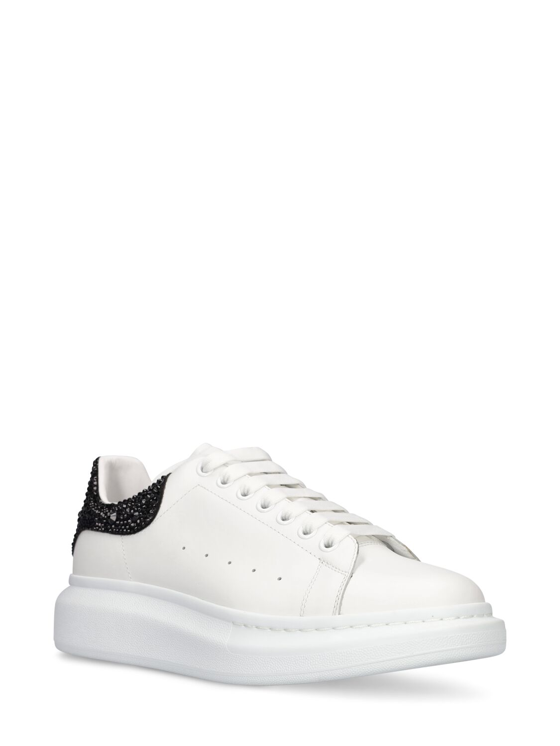 Shop Alexander Mcqueen 45mm Oversized Embellished Sneakers In White,black