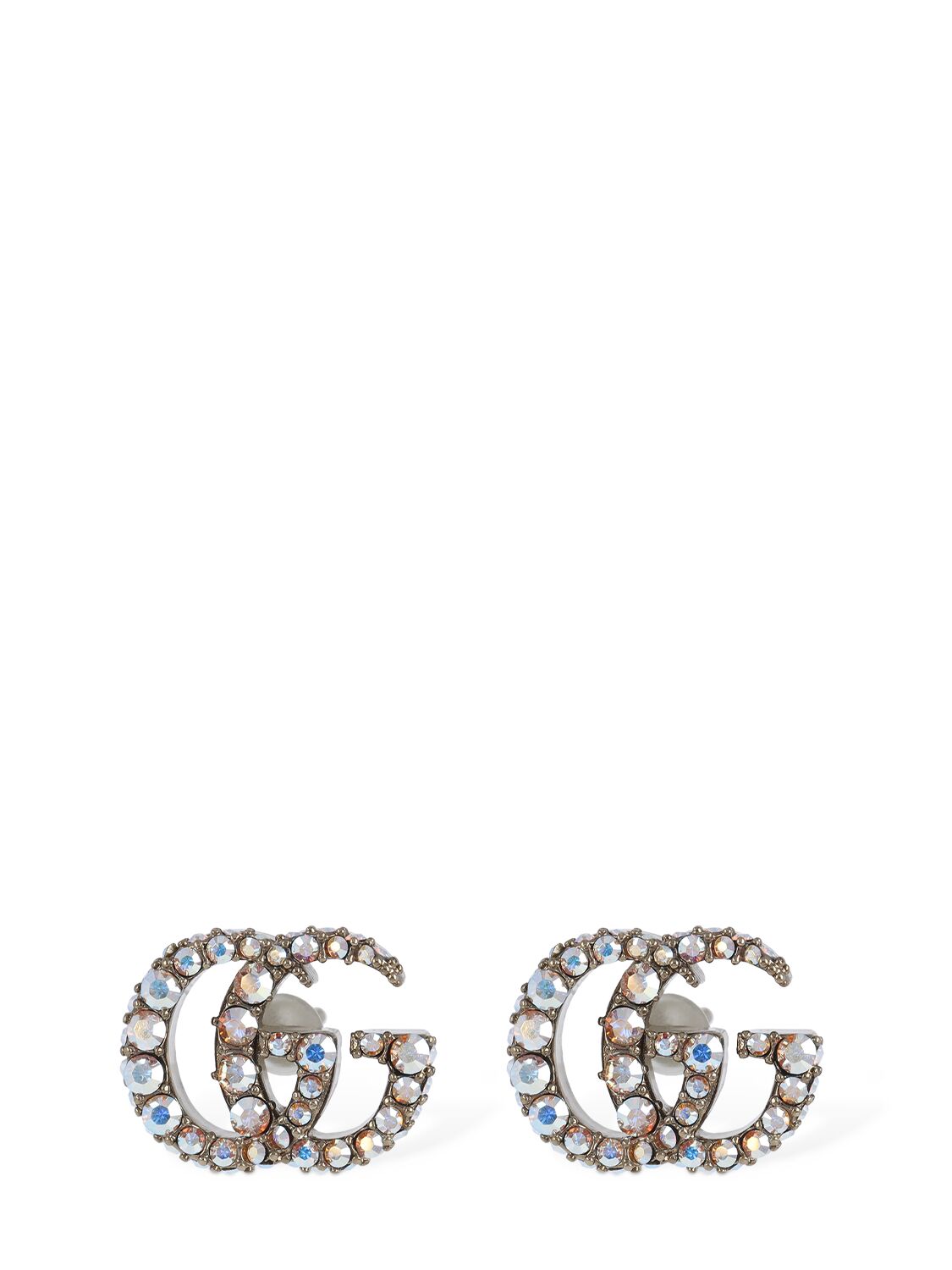 Gucci Gg Marmont Brass Stud Earrings In Gold,crystal