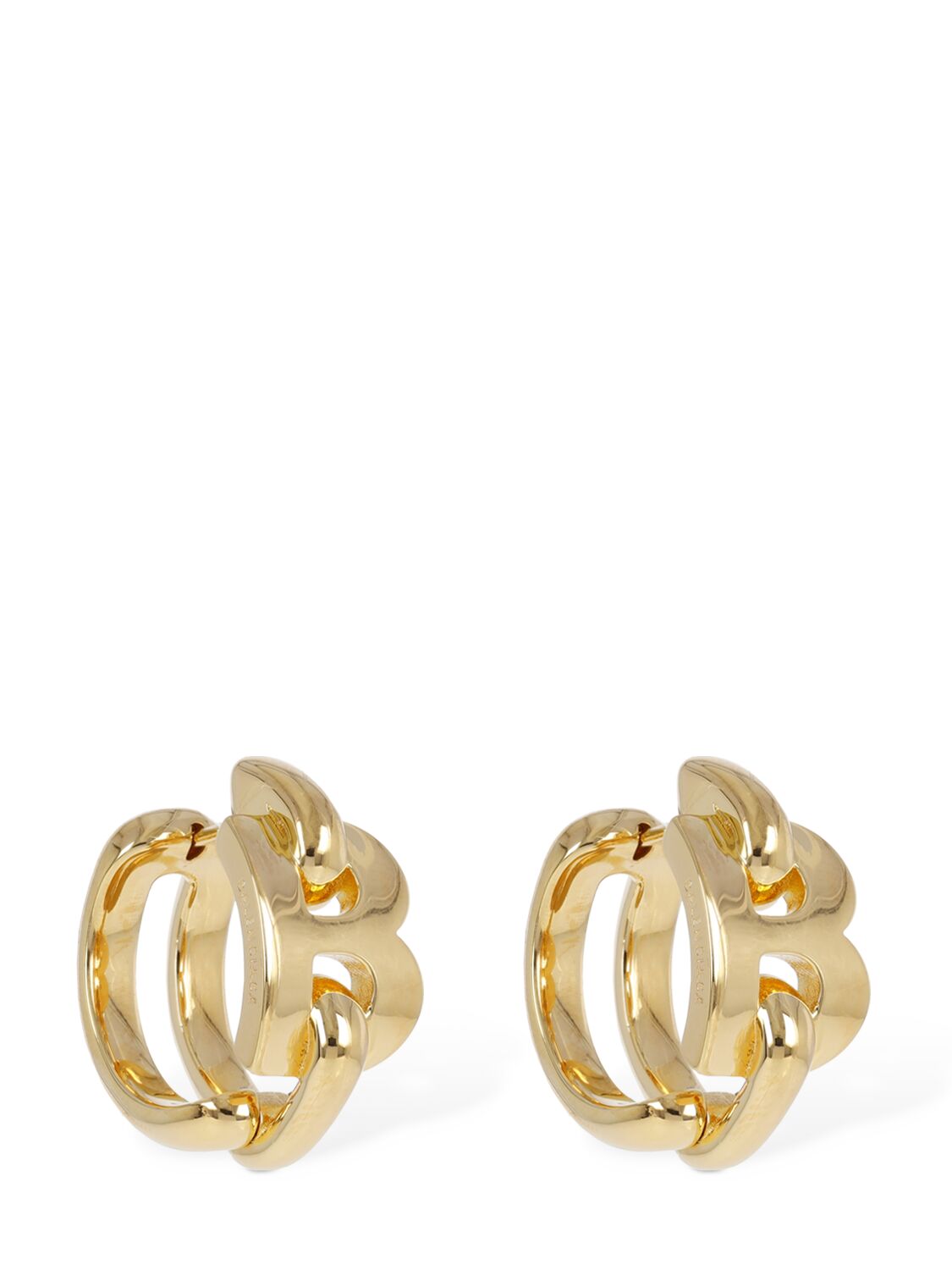 Shop Balenciaga B Chain Brass Hoop Earrings In Shiny Gold