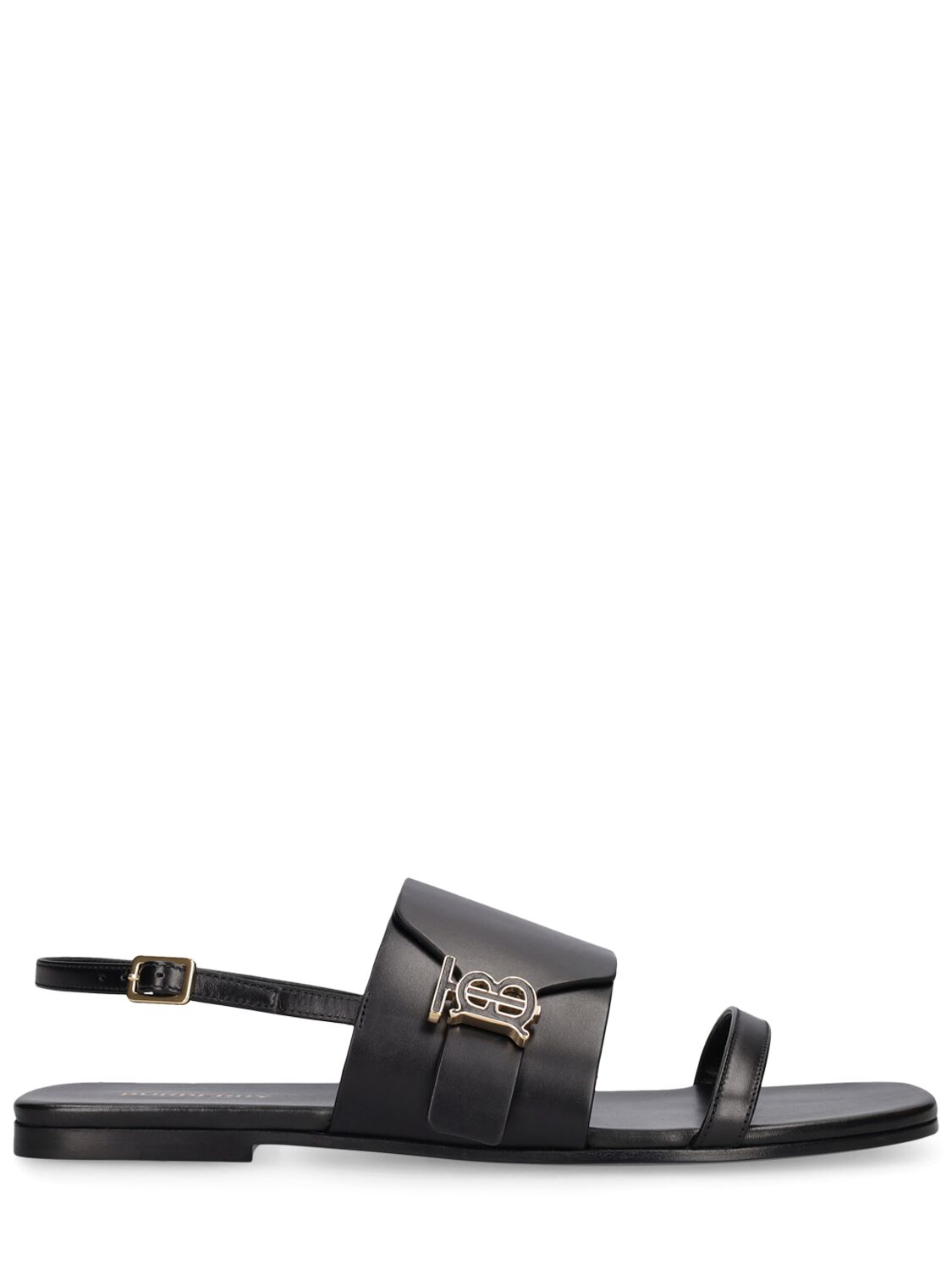 Burberry 10mm Valentine Leather Flat Sandals In Black