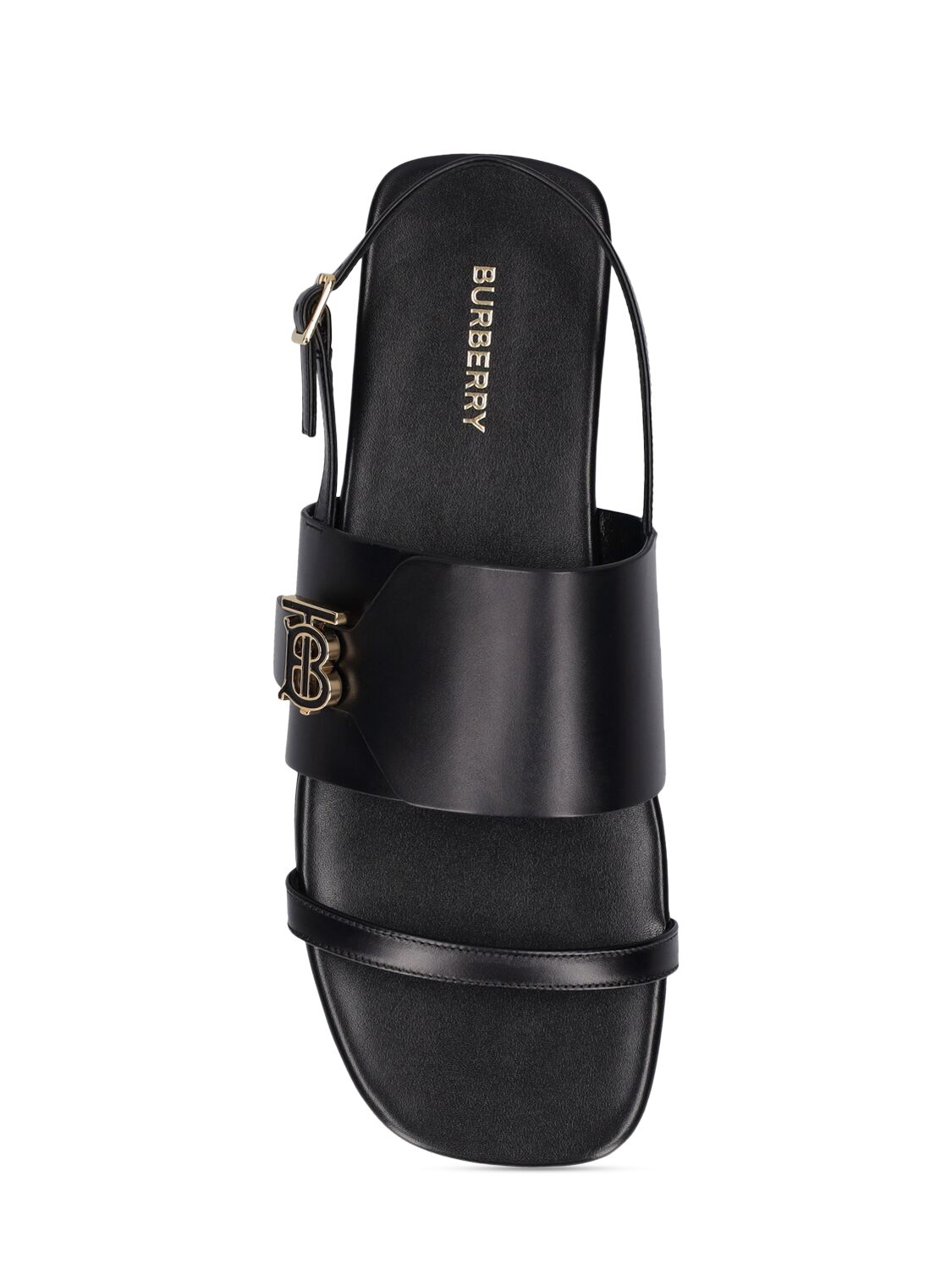 Shop Burberry 10mm Valentine Leather Flat Sandals In Black
