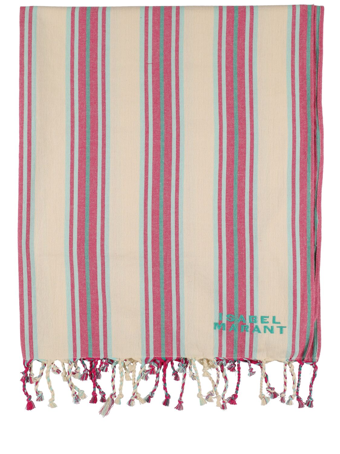 Isabel Marant Striped Cotton Beach Towel In Ecru,fuchsia