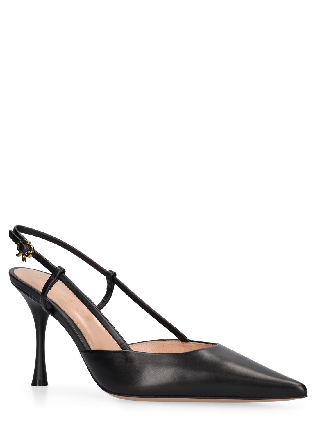 Shop Gianvito Rossi 85mm Ascent Leather Slingback Pumps In Black