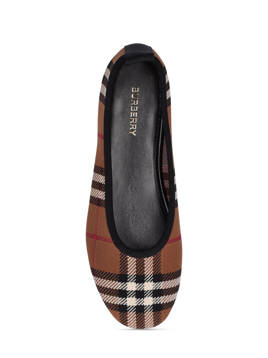 Shop Burberry 5mm Ralf Knit Ballerina Flats In Brown,black