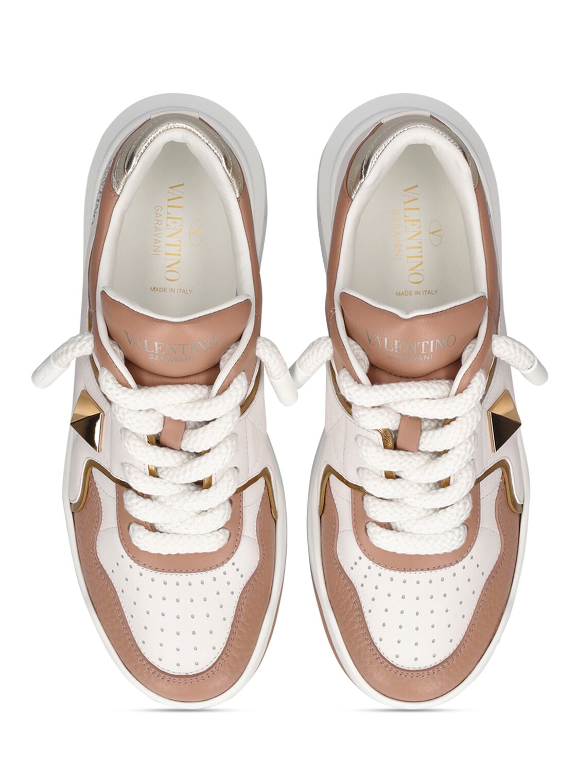 Shop Valentino 50mm One Stud Leather Sneakers In Multicolor