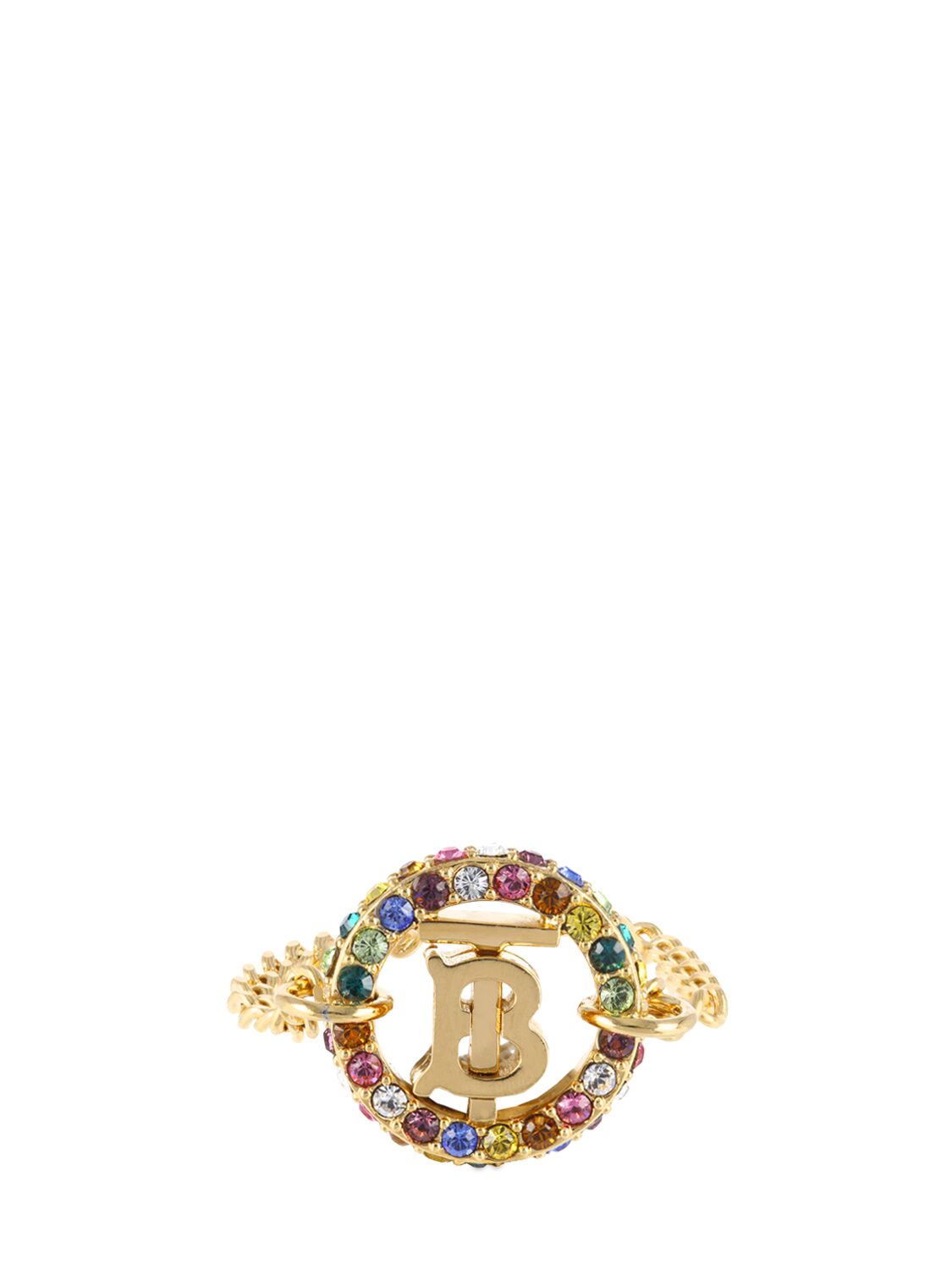 Shop Burberry Tb Pavé Thin Ring In Gold,multi