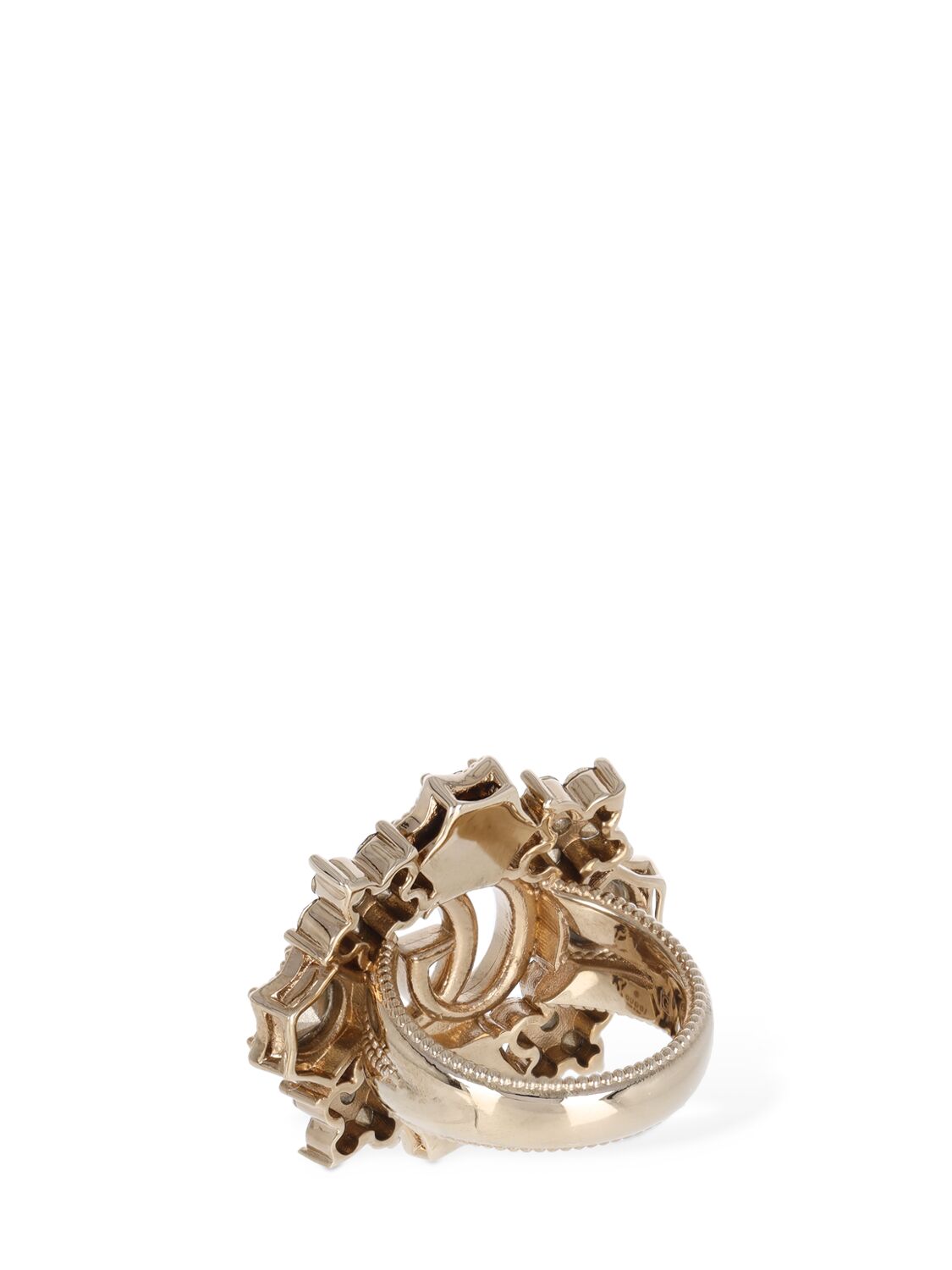 Shop Gucci Gg Marmont Brass Ring In Gold,crystal