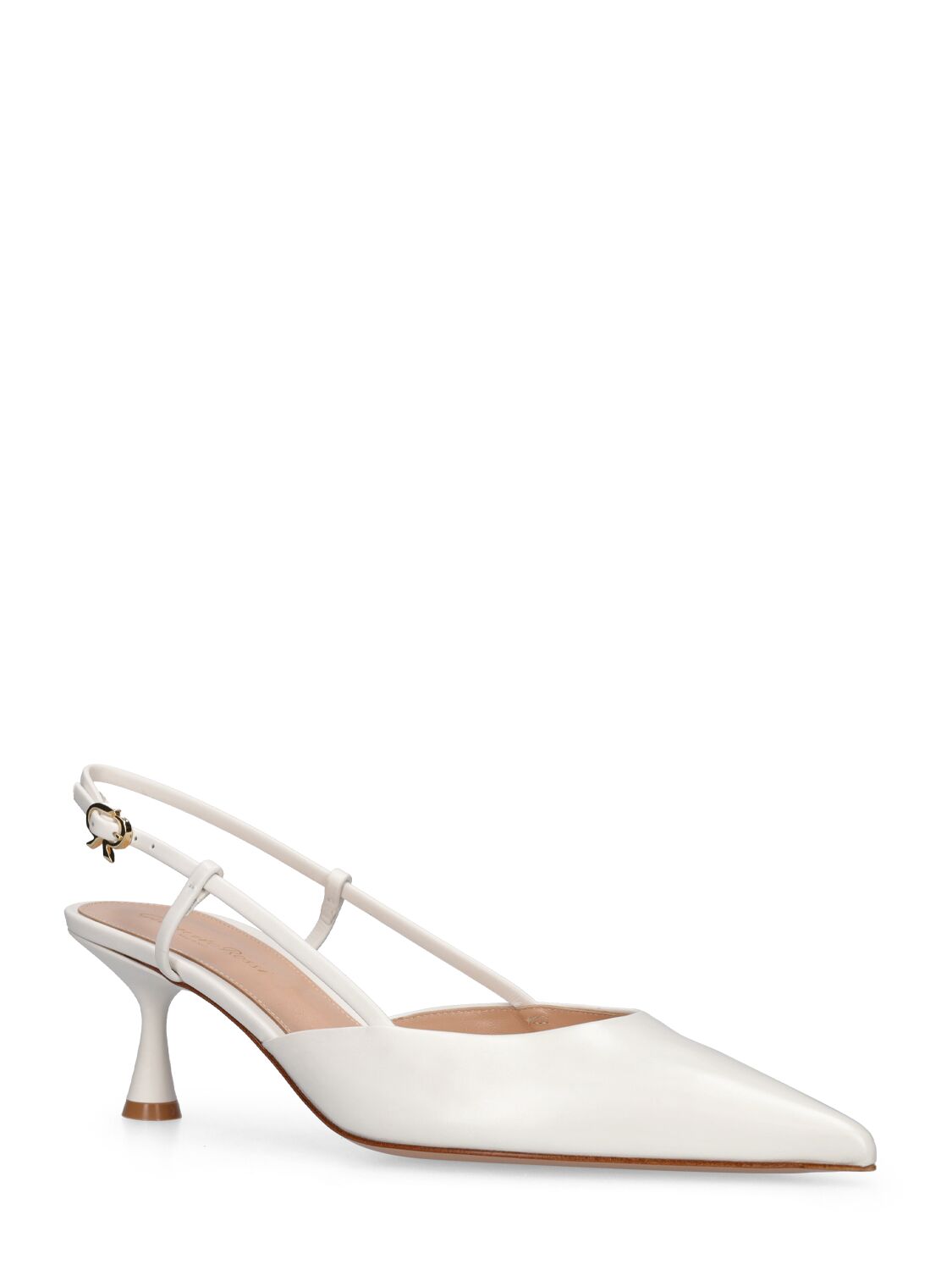 Shop Gianvito Rossi 55mm Ascent Leather Slingback Pumps In White