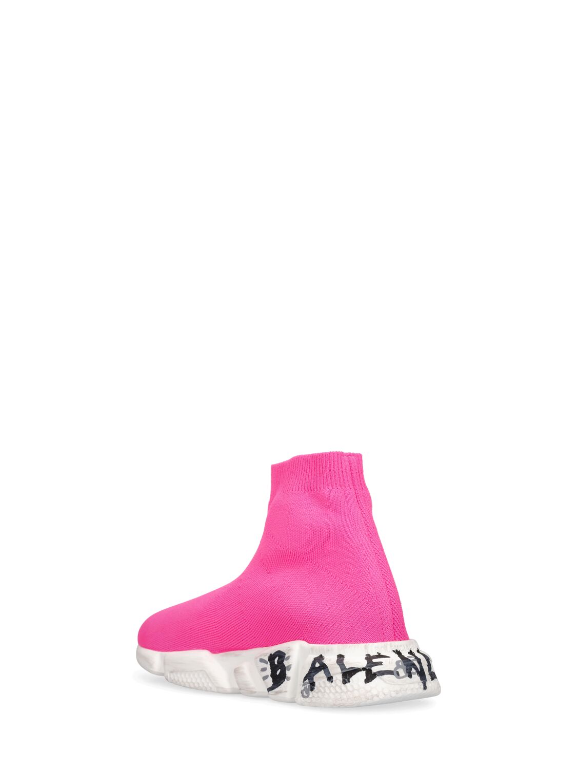 Shop Balenciaga Speed Lt Graffiti Recycled Knit Sneakers In 핑크,화이트