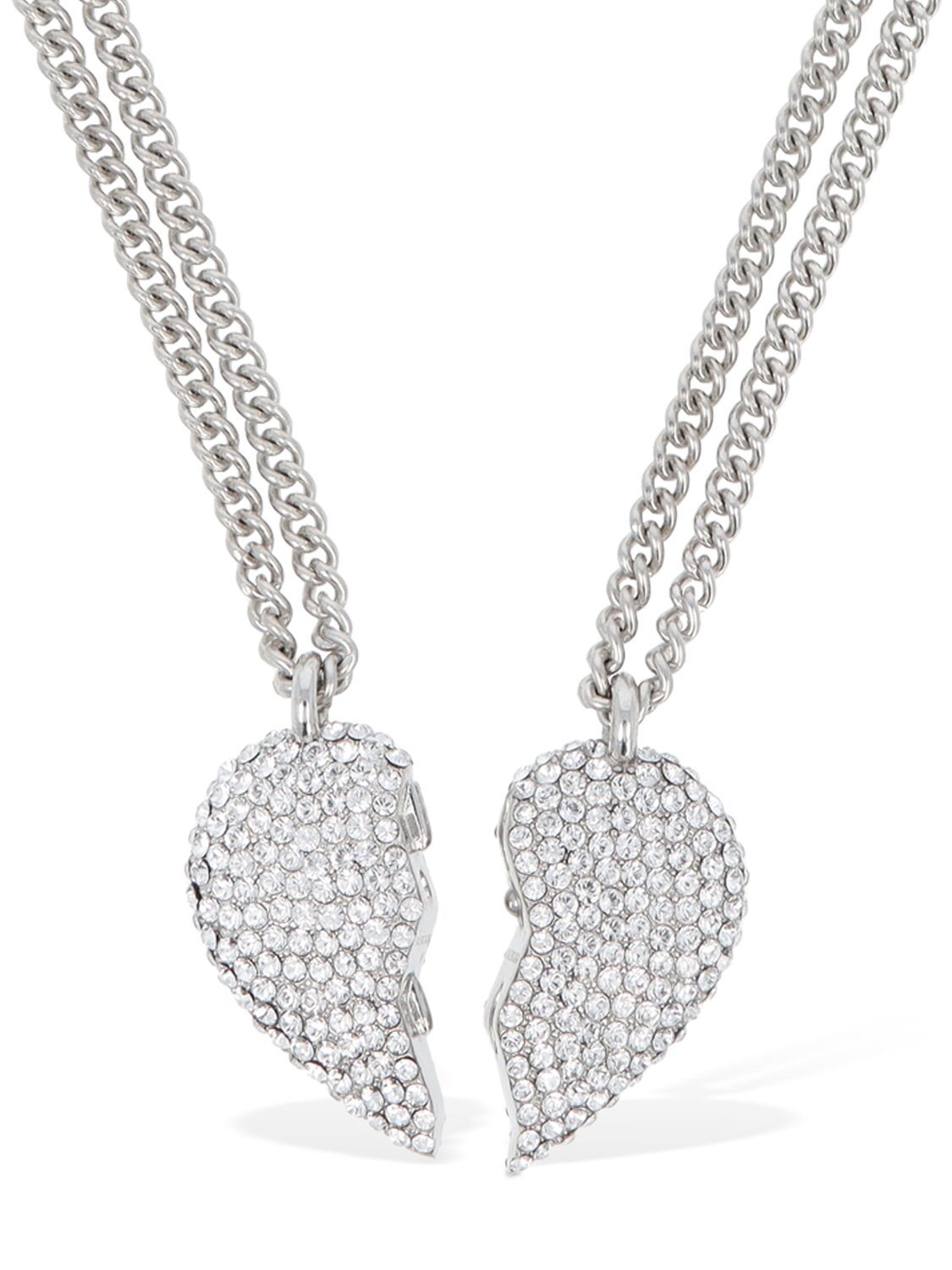 Shop Balenciaga Lovelock Brass & Glass Necklace In Silver