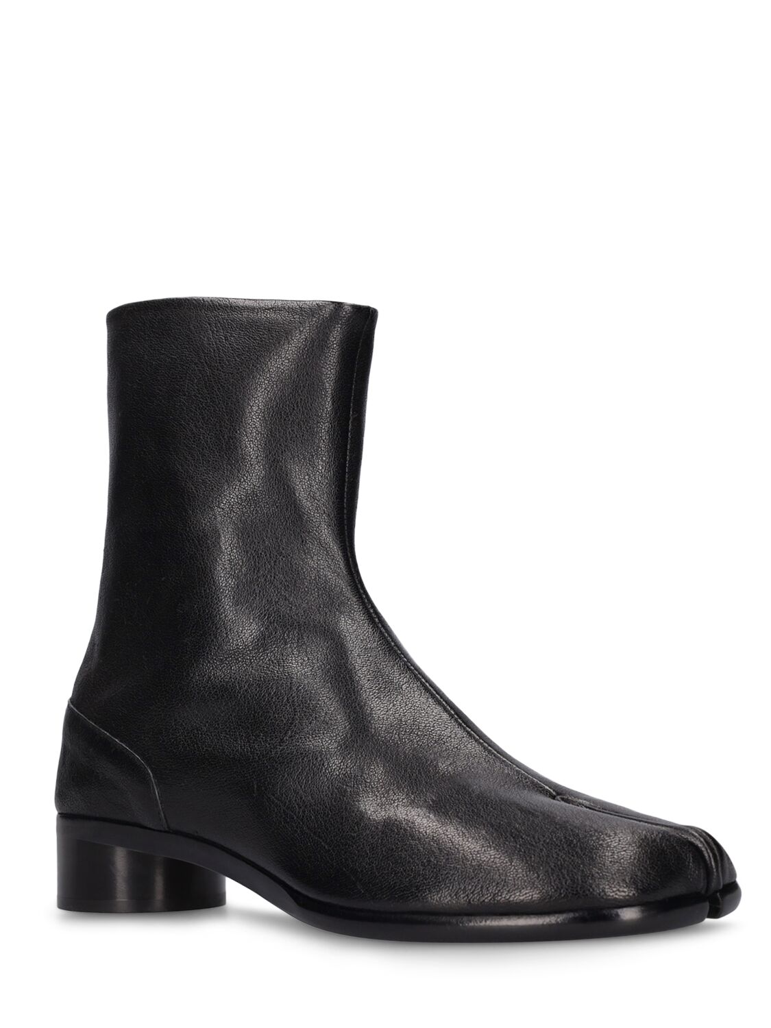 Shop Maison Margiela 30mm Tabi Leather Ankle Boots In Black