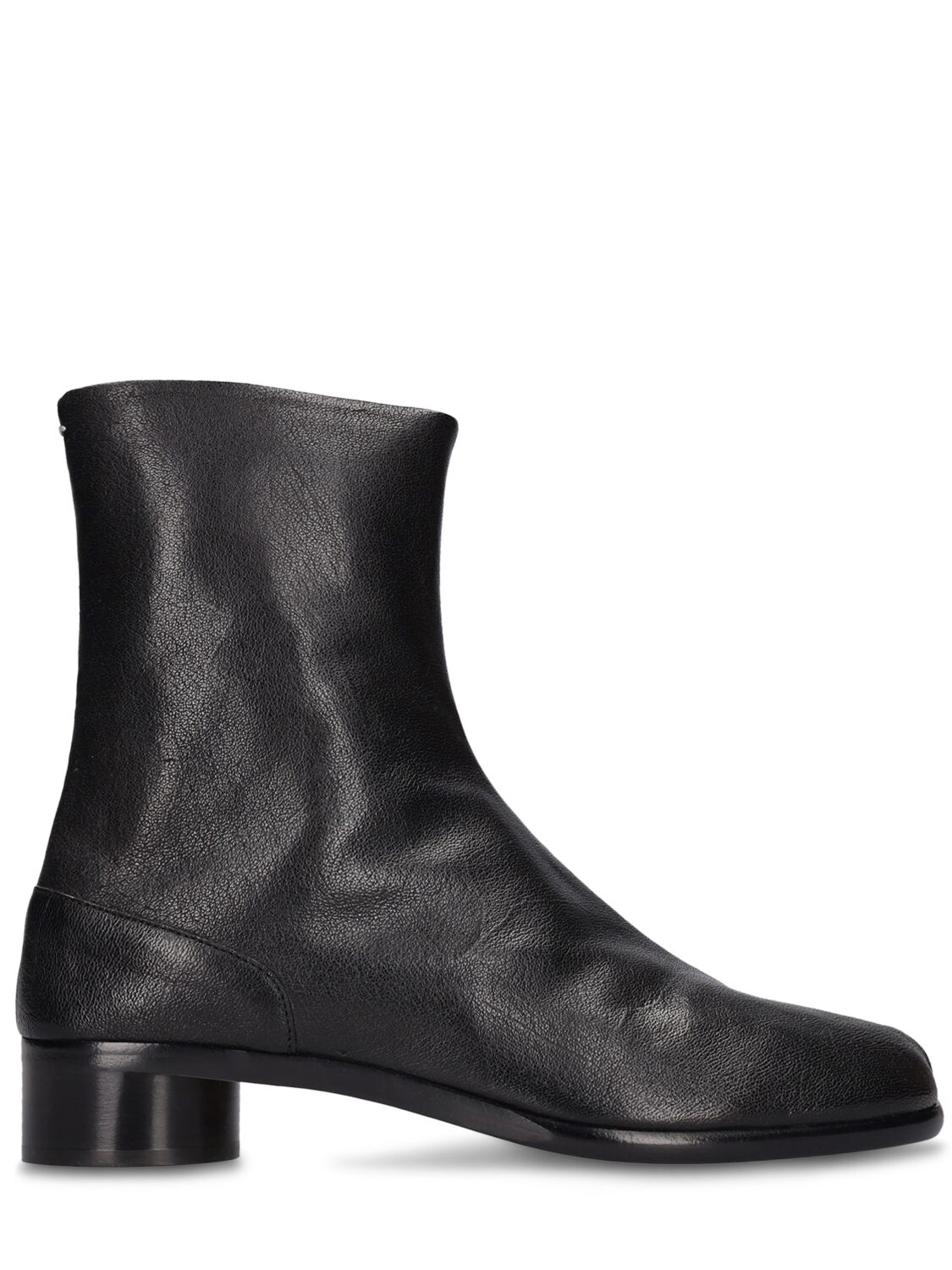 Maison Margiela 30mm Tabi Leather Ankle Boots In Black