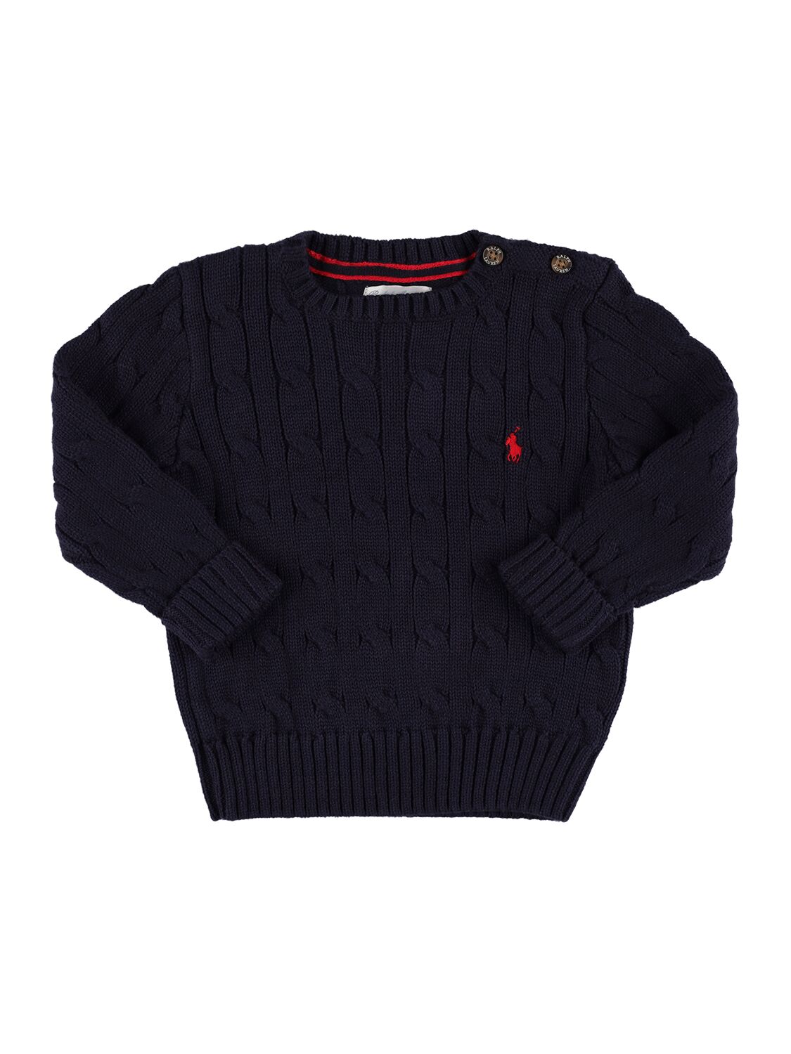 RALPH LAUREN LOGO COTTON CABLE KNIT SWEATER