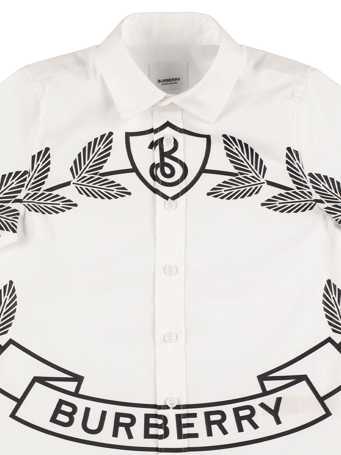 Shop Burberry Logo Printed Cotton Blend Shirt In White