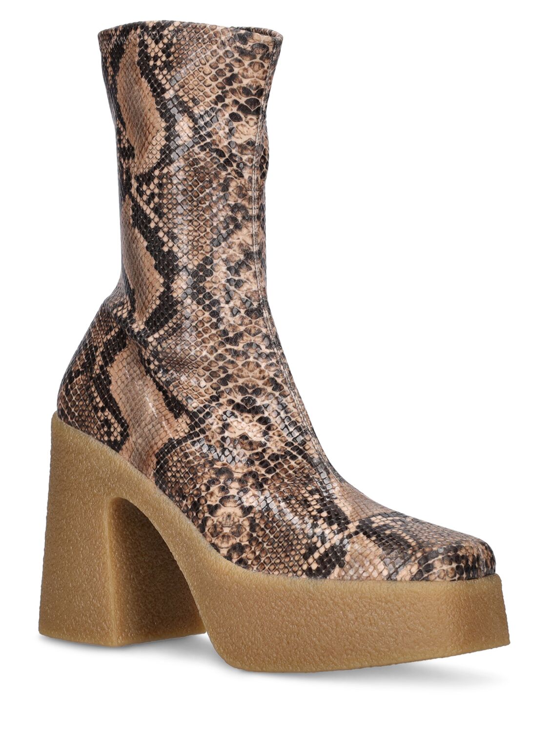 Shop Stella Mccartney 115mm Skyla Python Print Ankle Boots In Brown,black