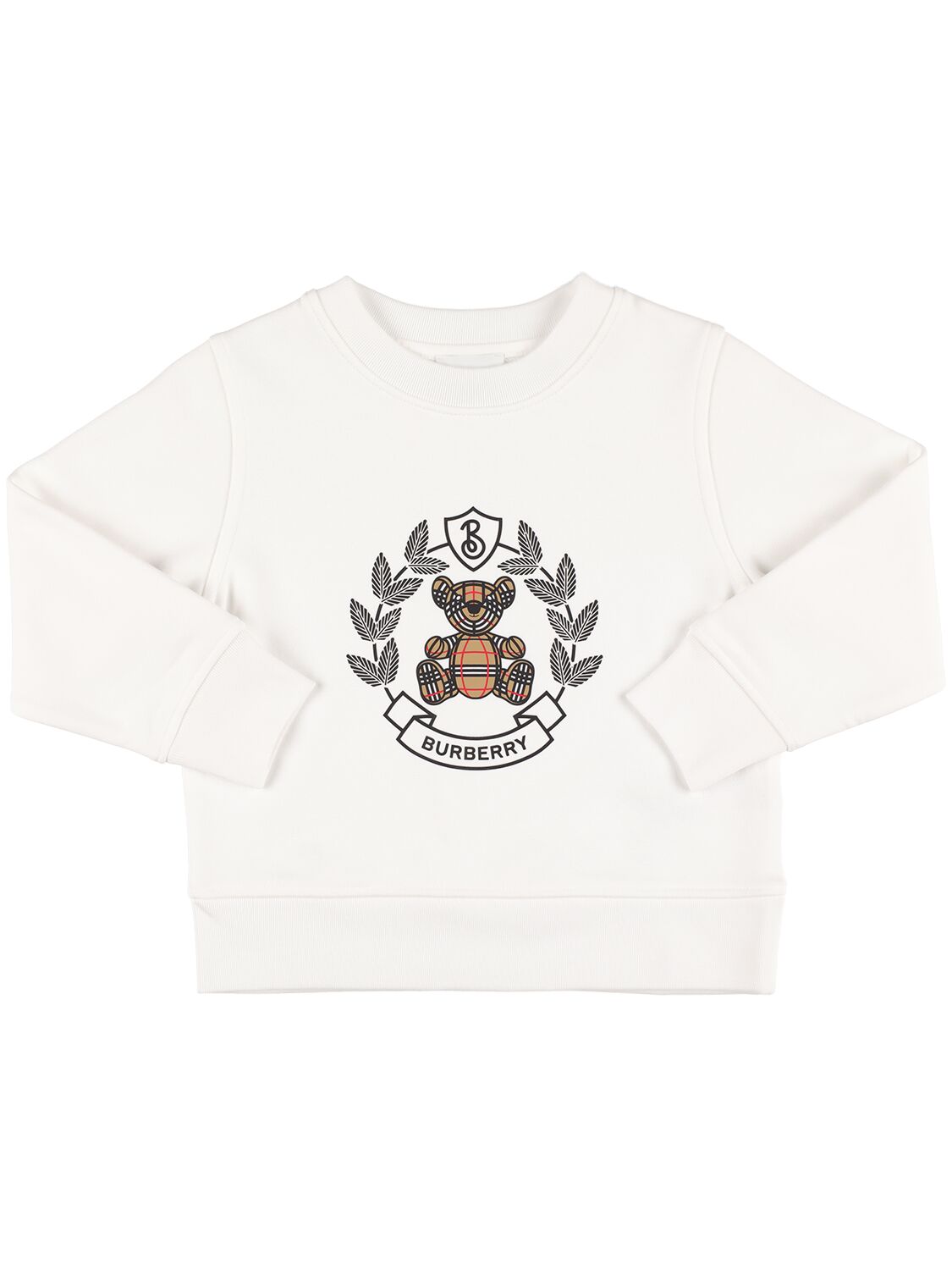 Burberry Girls White Kids Crest Bear-embroidered Cotton-jersey Sweatshirt 4-8 Years