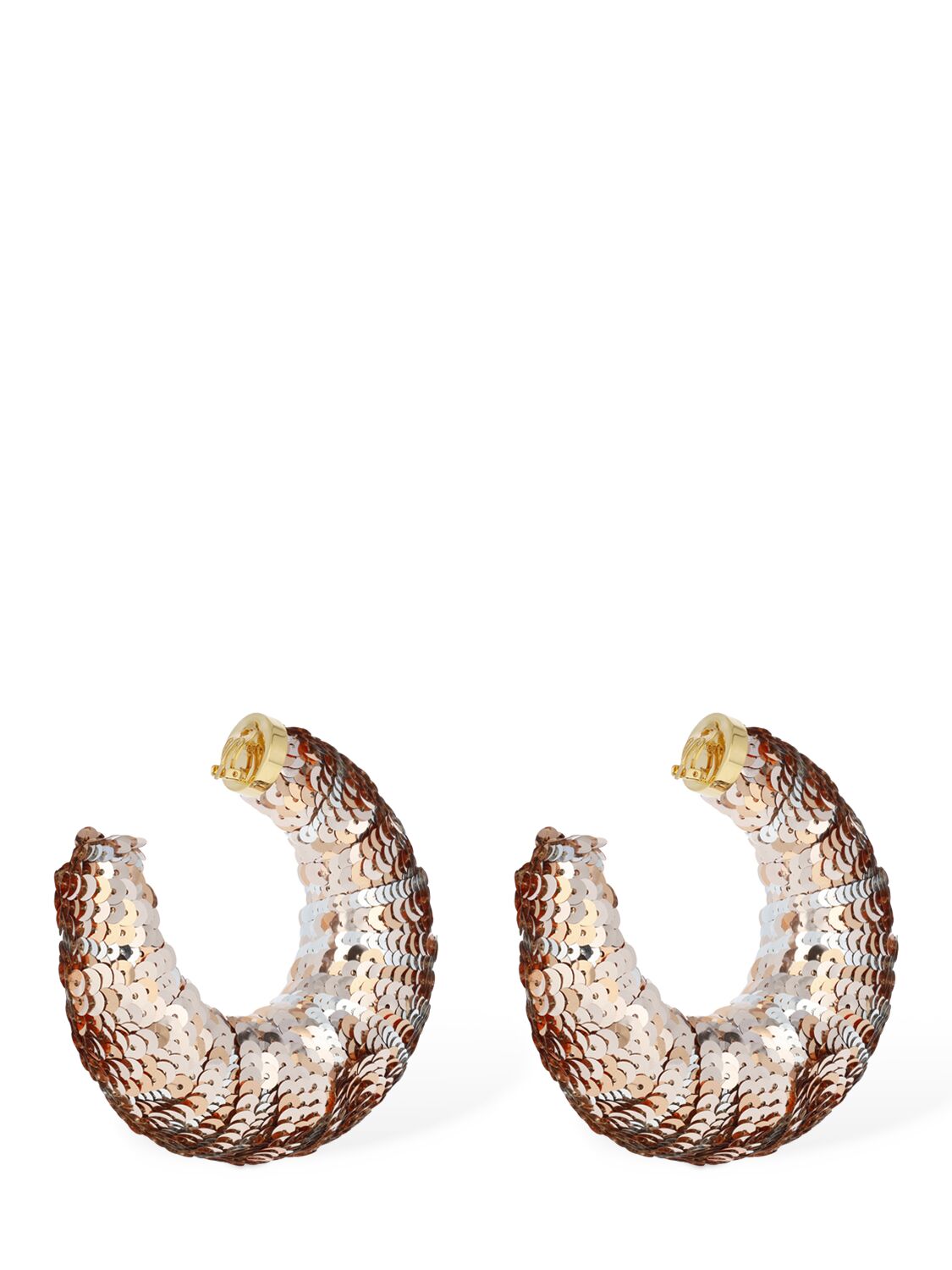 Shop Tom Ford Croissant Sequined Big Hoop Earrings In Bronze