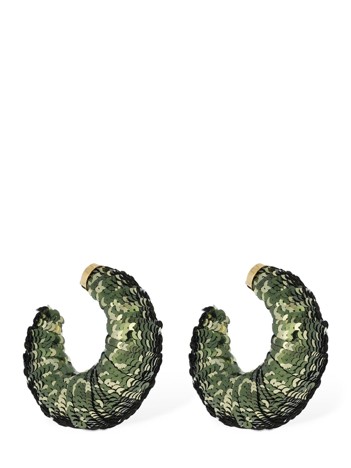 Shop Tom Ford Croissant Sequined Big Hoop Earrings In Green