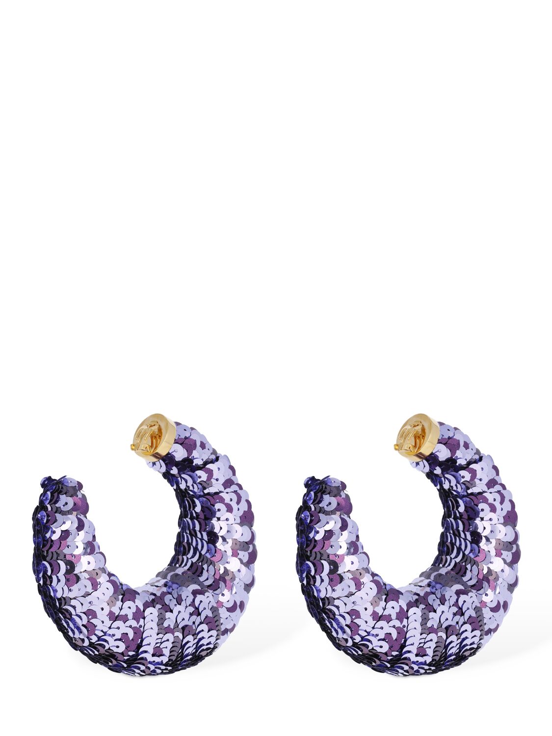 Shop Tom Ford Croissant Sequined Big Hoop Earrings In Lilac