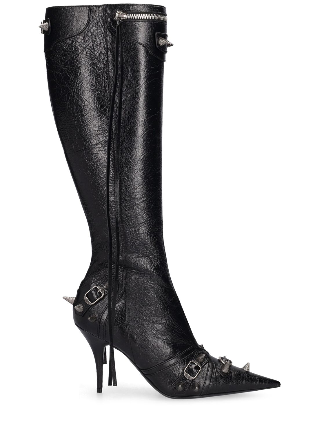 90mm Cagole Leather Tall Boots – WOMEN > SHOES > BOOTS