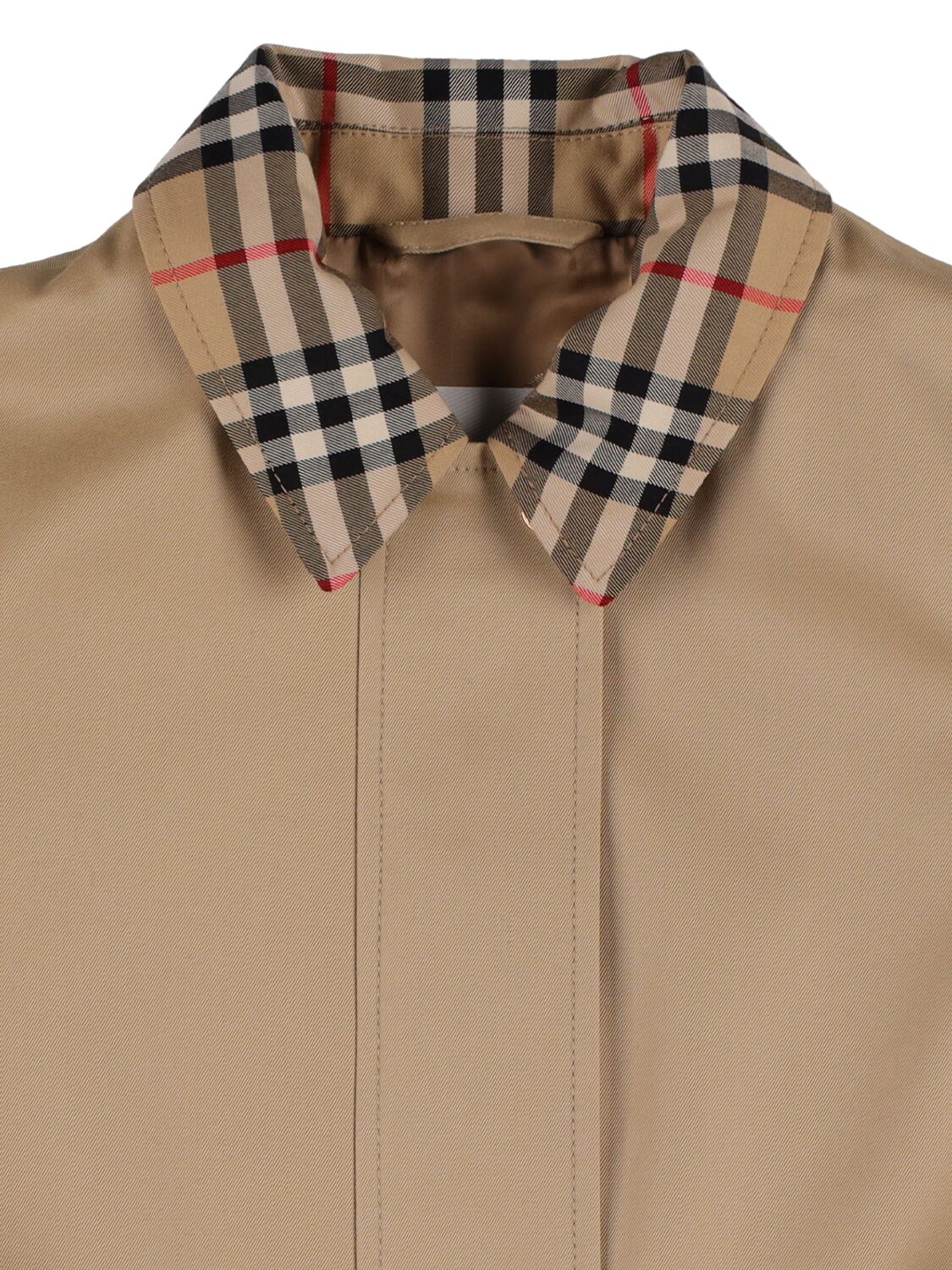 Shop Burberry Cotton Jacket W/ Check Inserts In Beige