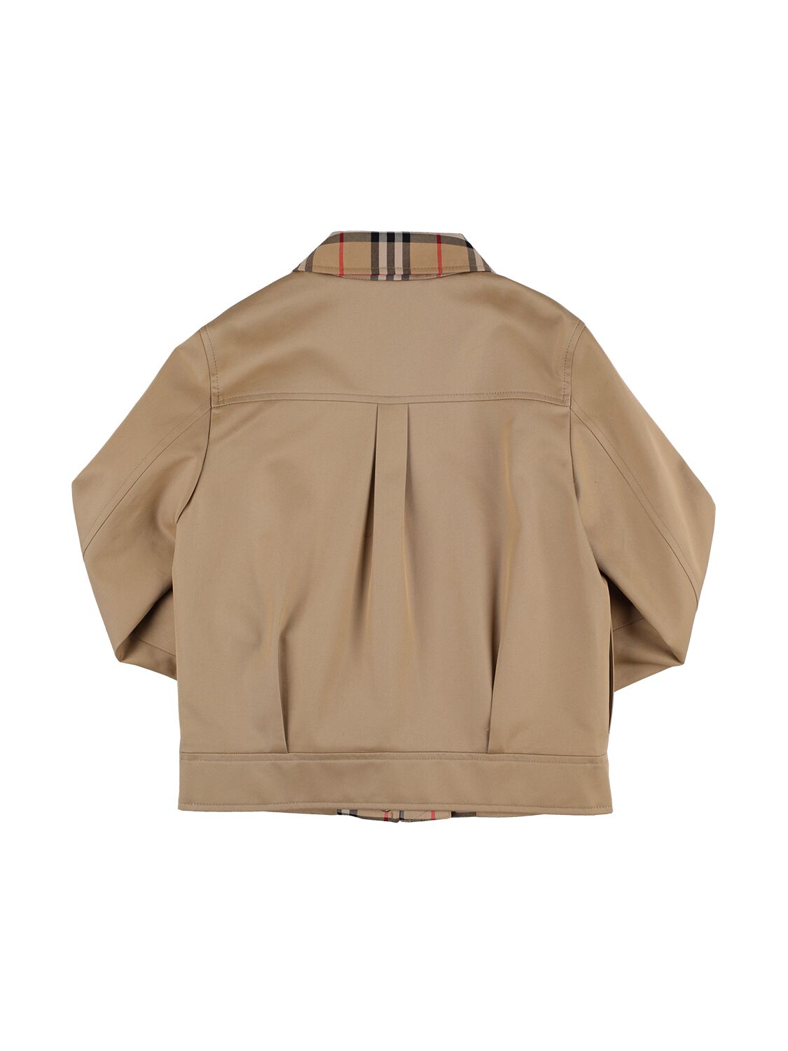 Shop Burberry Cotton Jacket W/ Check Inserts In Beige