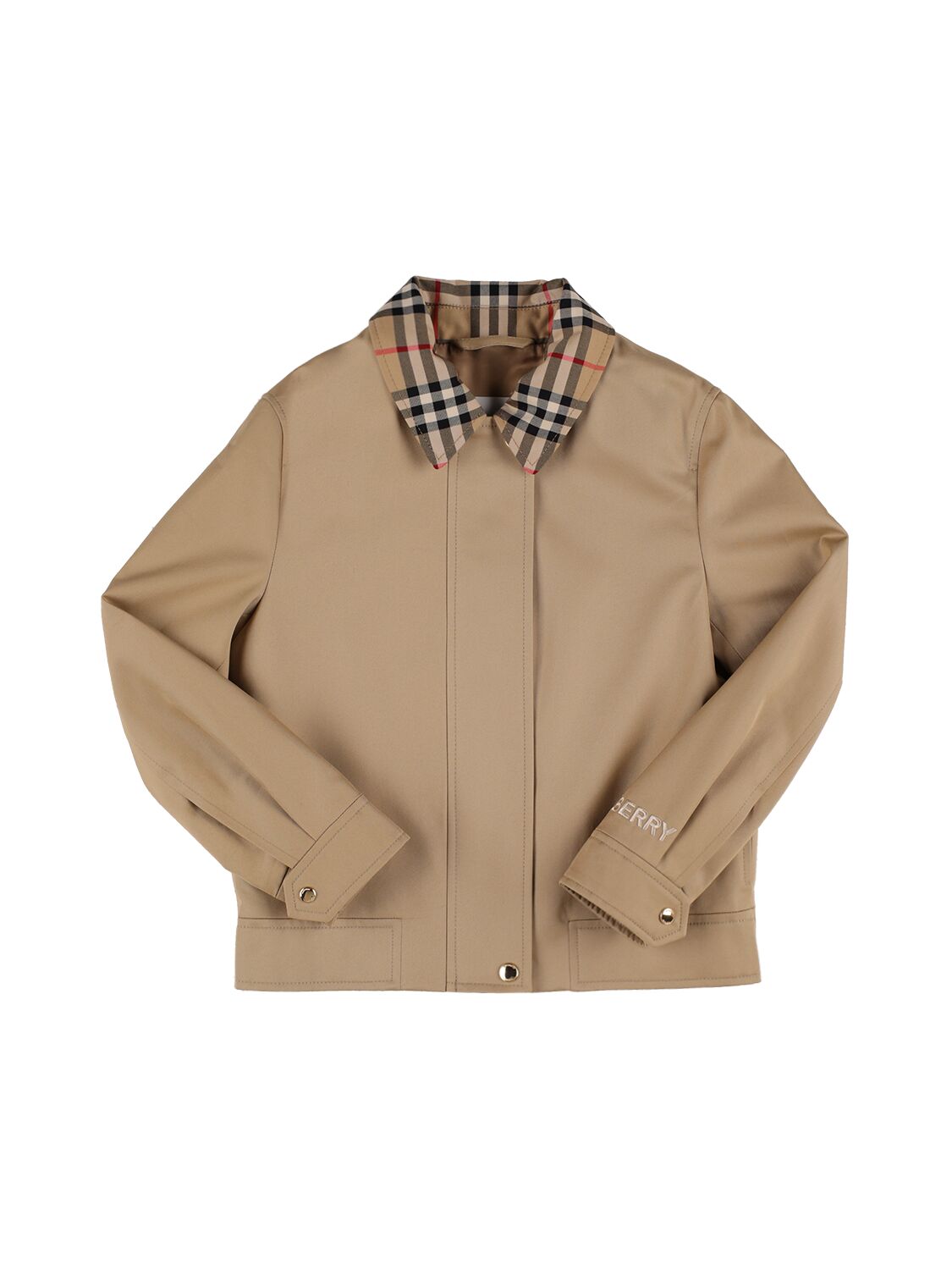 Burberry Kids' Cotton Jacket W/ Check Inserts In Beige