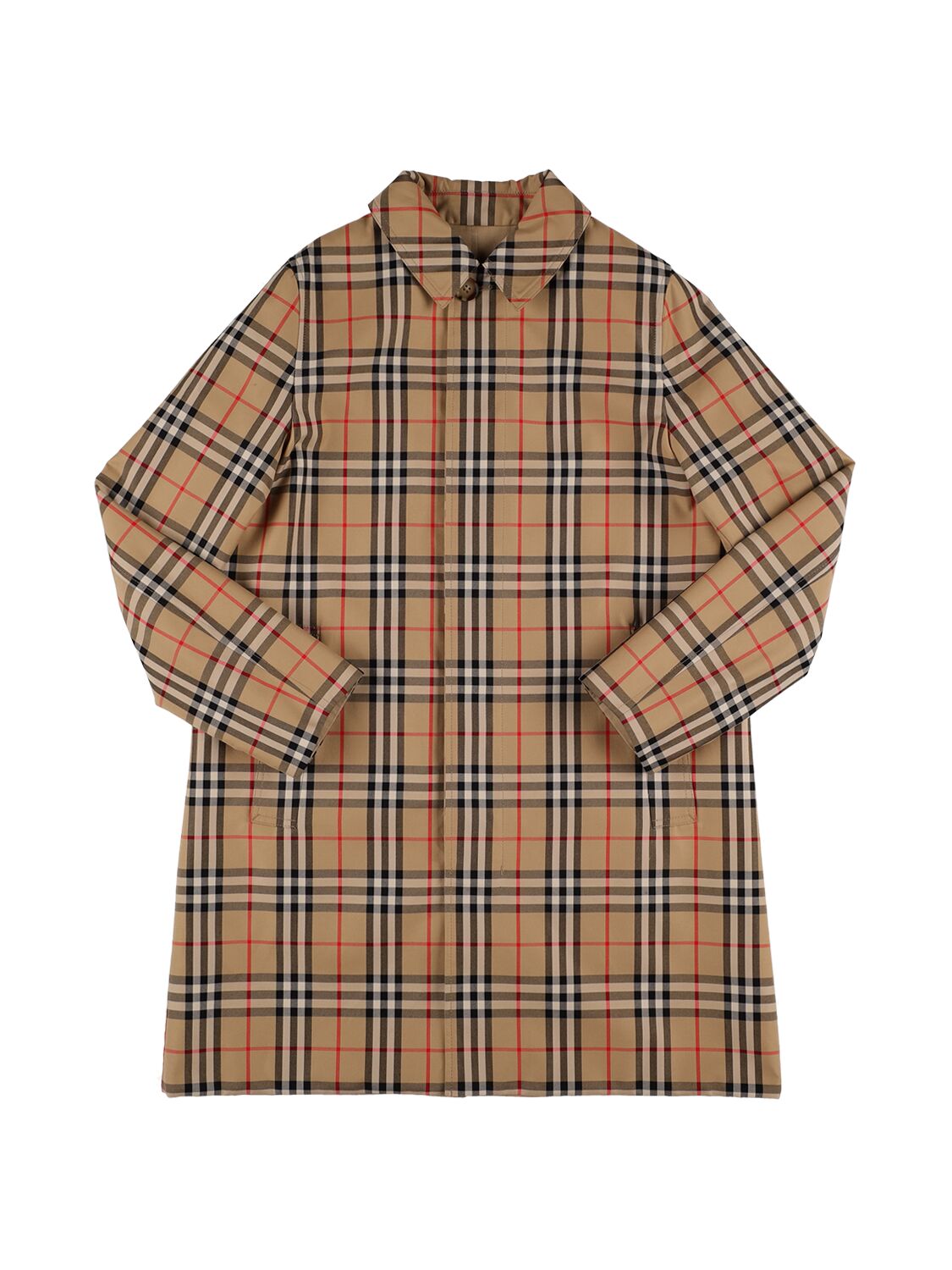 Image of Check Print Cotton Trench Coat