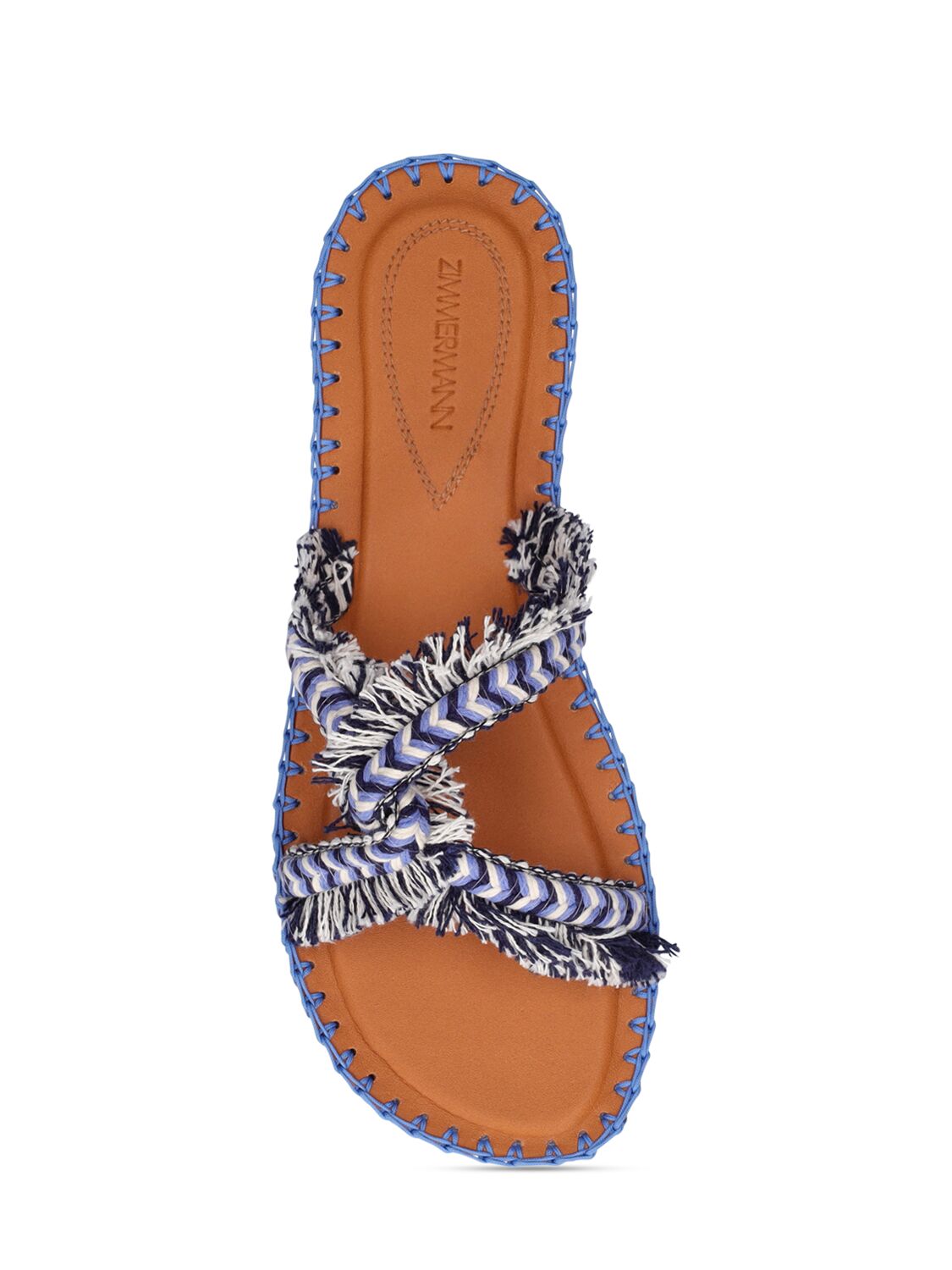 Shop Zimmermann 10mm Braided Strap Cotton Sandals In Blue,white