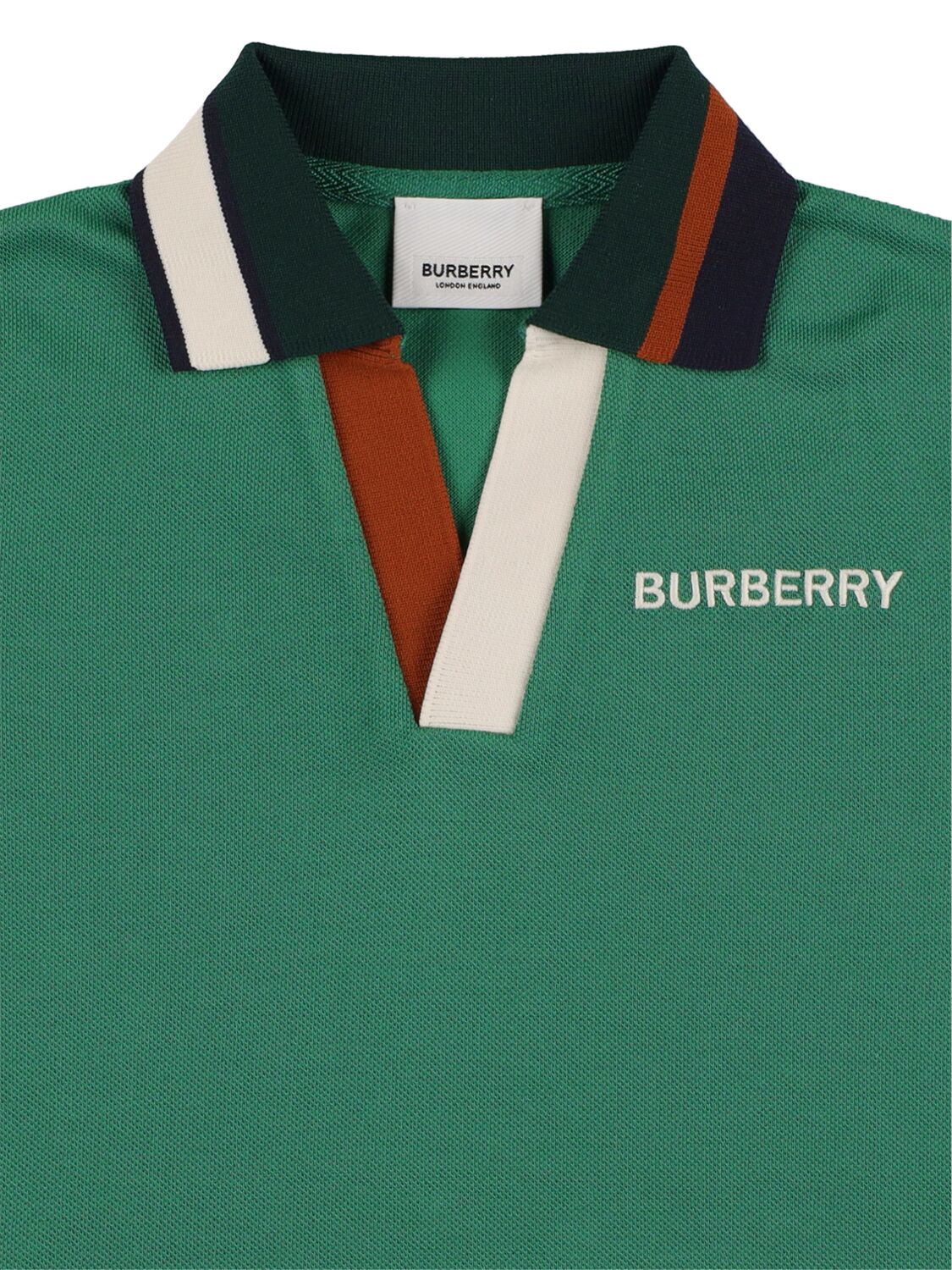 Shop Burberry Logo Cotton Piqué Polo Shirt In Green