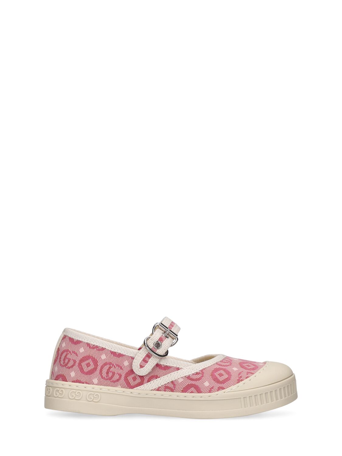 Gucci Kids' Double G Dots Cotton Blend Ballerinas In Pink