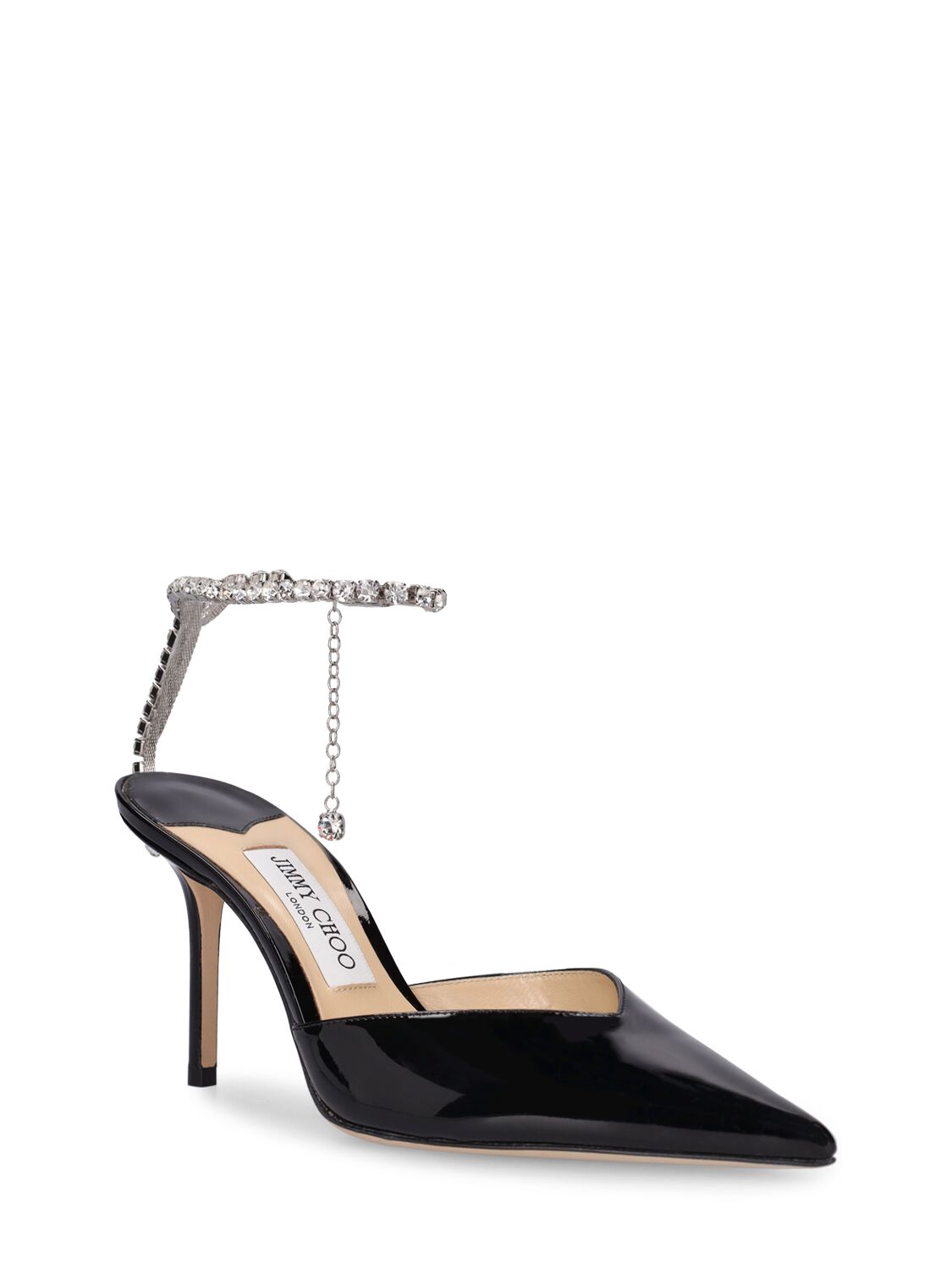 Jimmy Choo Saeda Embellished Patent-Leather Pumps in Black