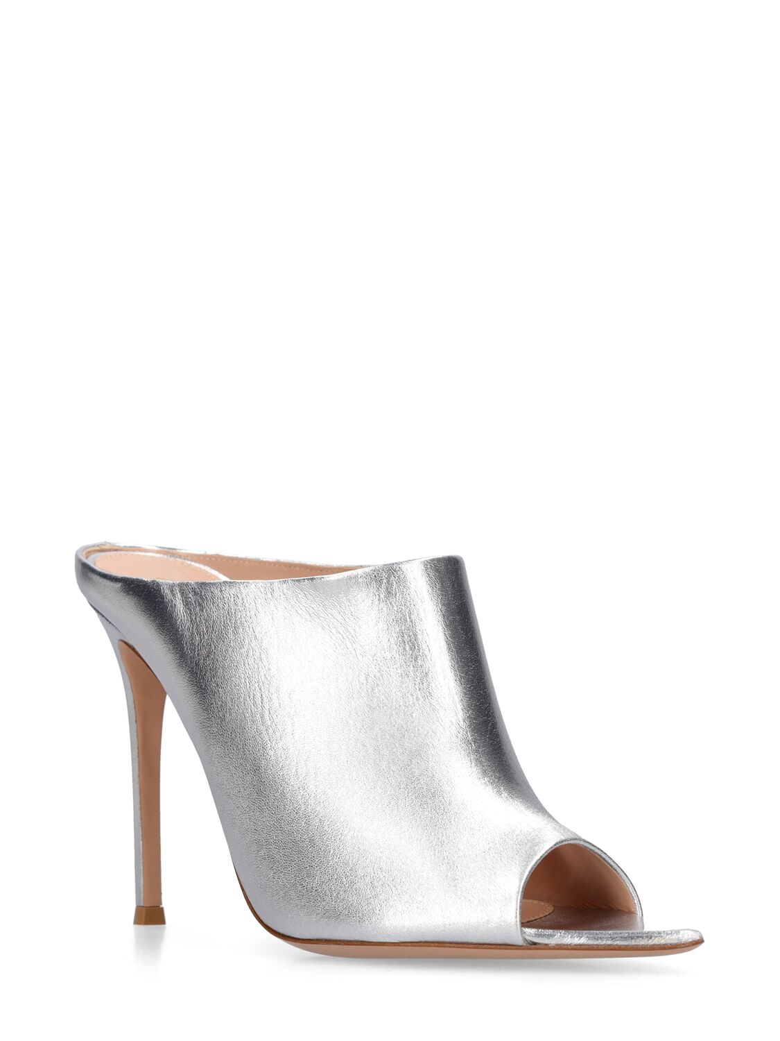 Shop Gianvito Rossi 105mm Nova Leather Mules In Silver