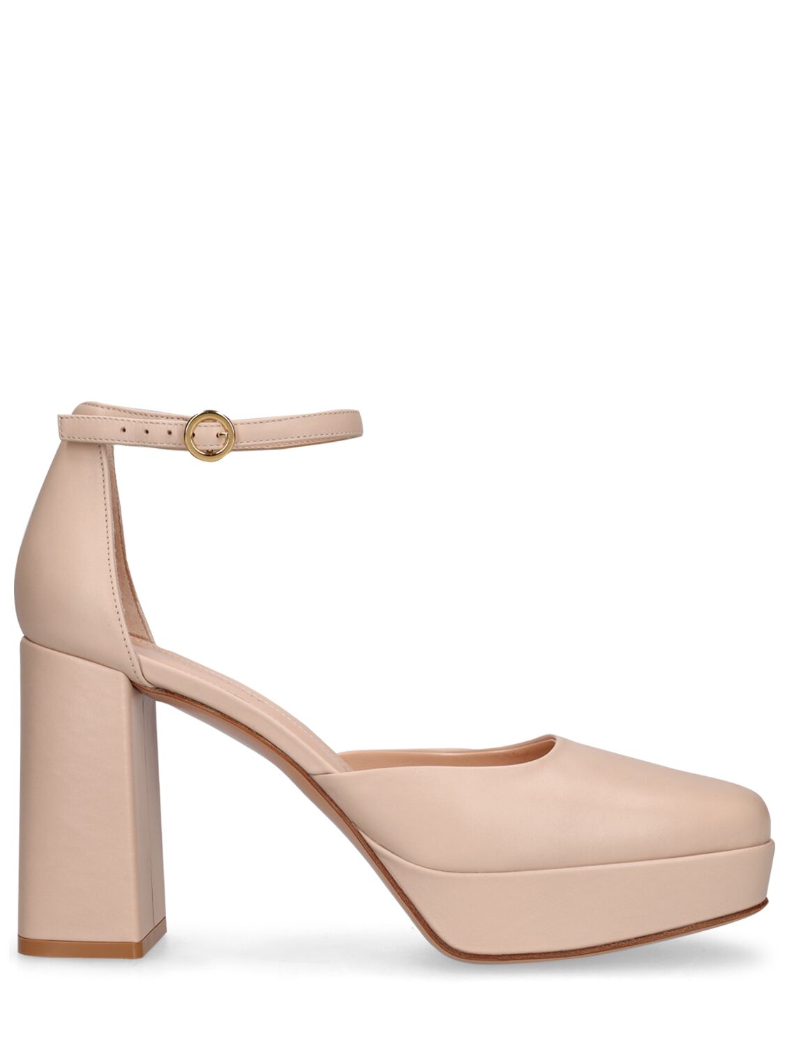 Shop Gianvito Rossi 70mm Vian Leather Pumps In Nude