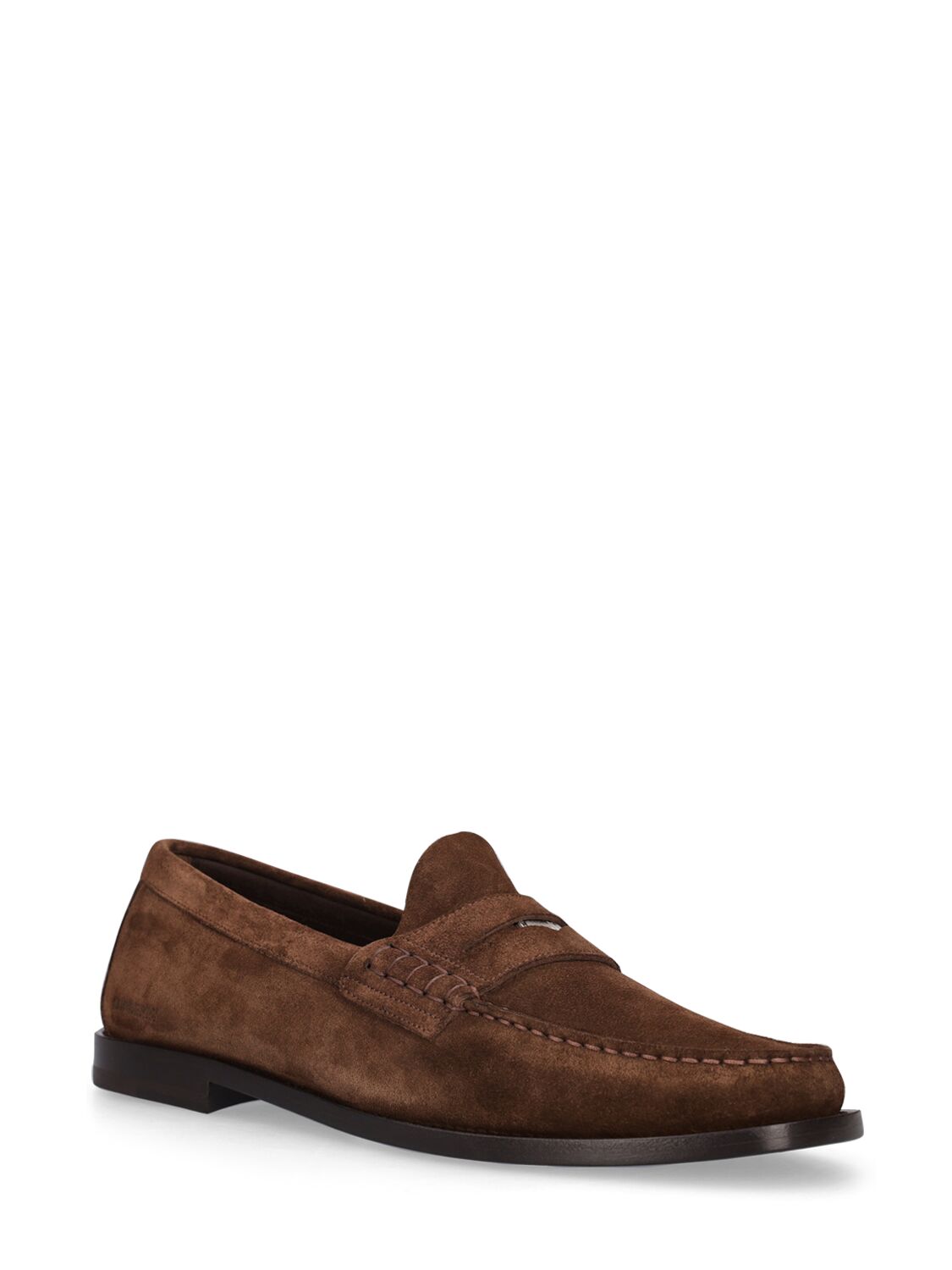 Shop Burberry Rupert Suede Leather Loafers In Dark Brown