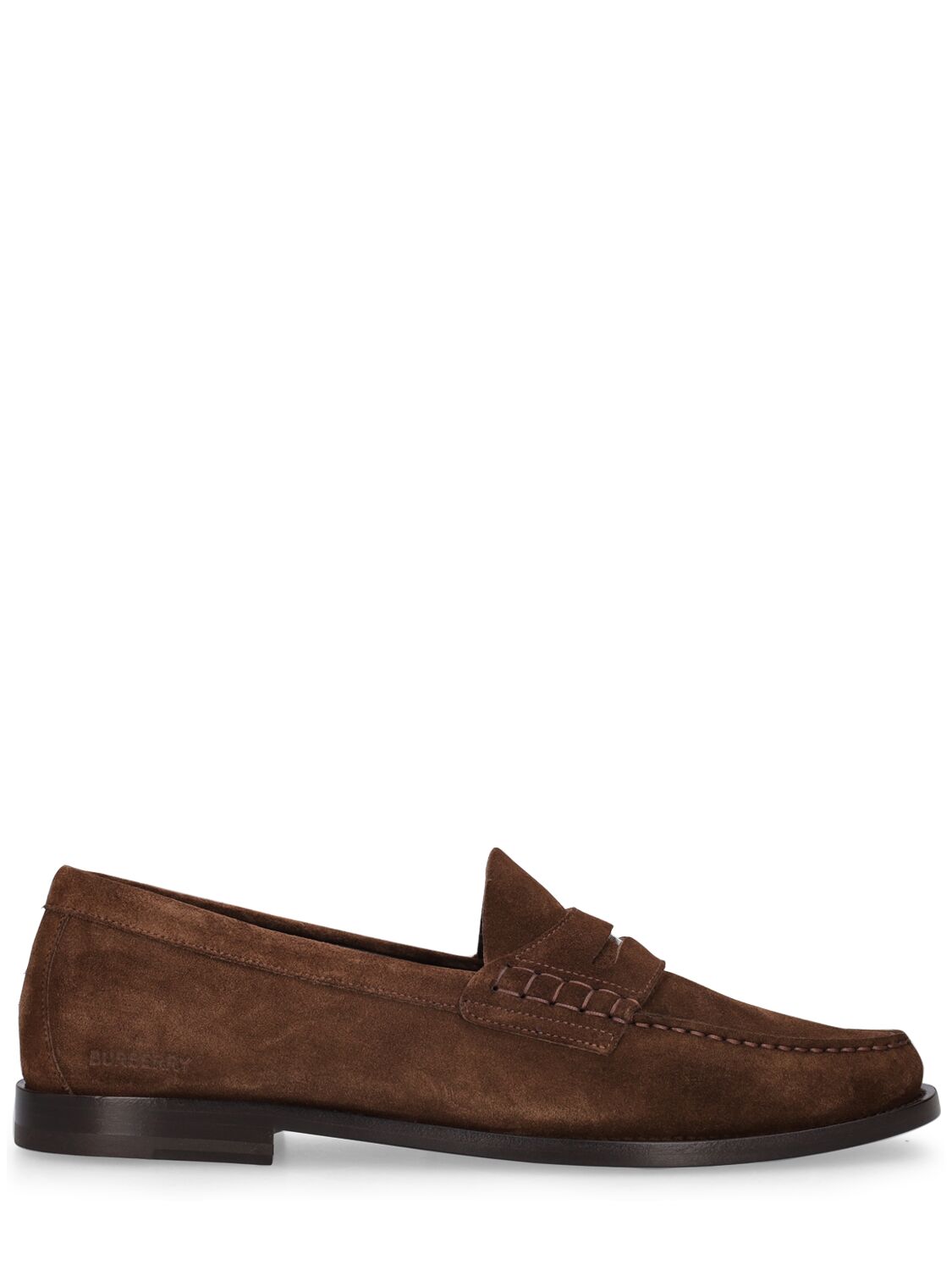 Shop Burberry Rupert Suede Leather Loafers In Dark Brown