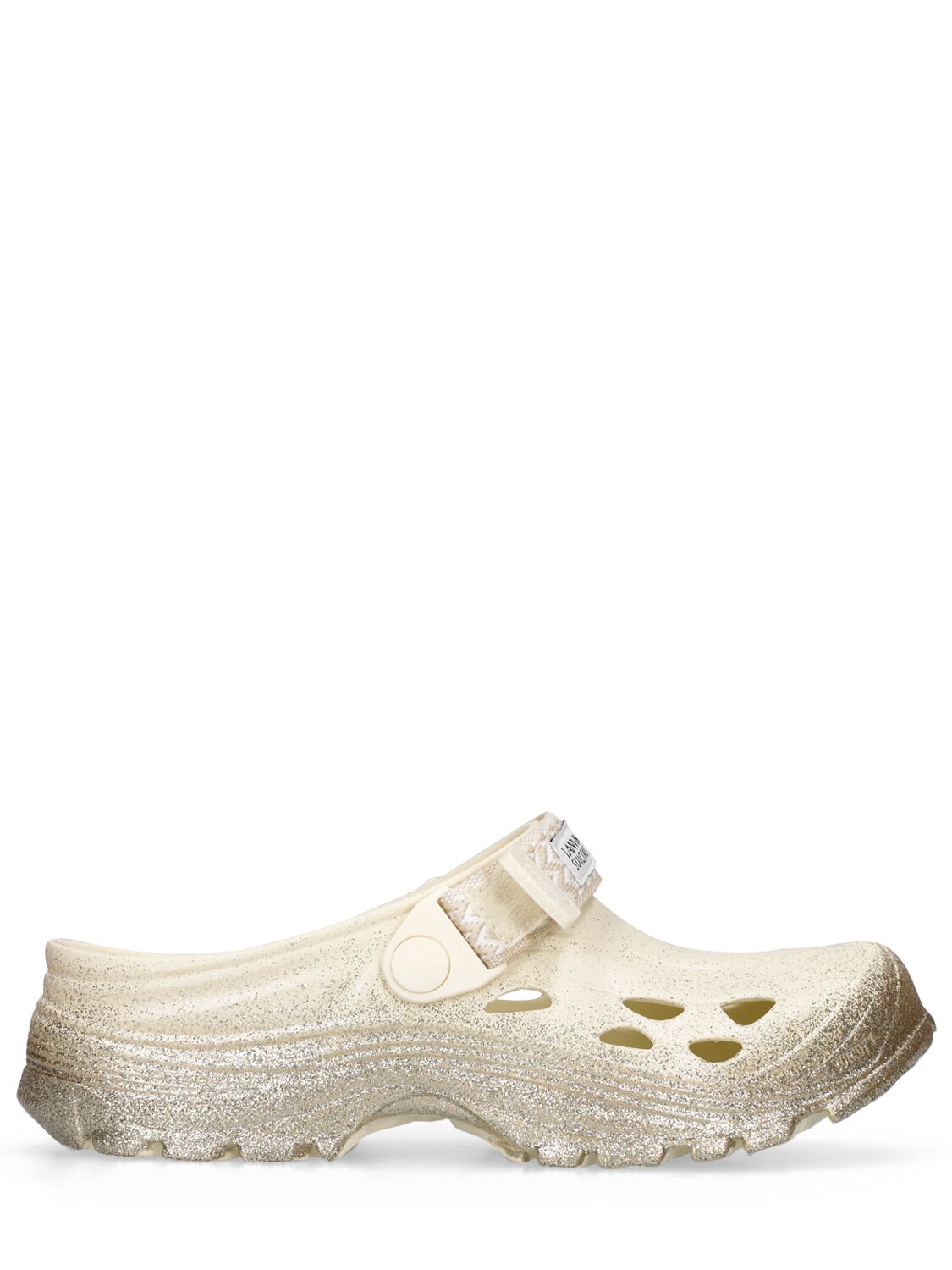 Lanvin X Suicoke Curb Laces Slippers In Gold,beige