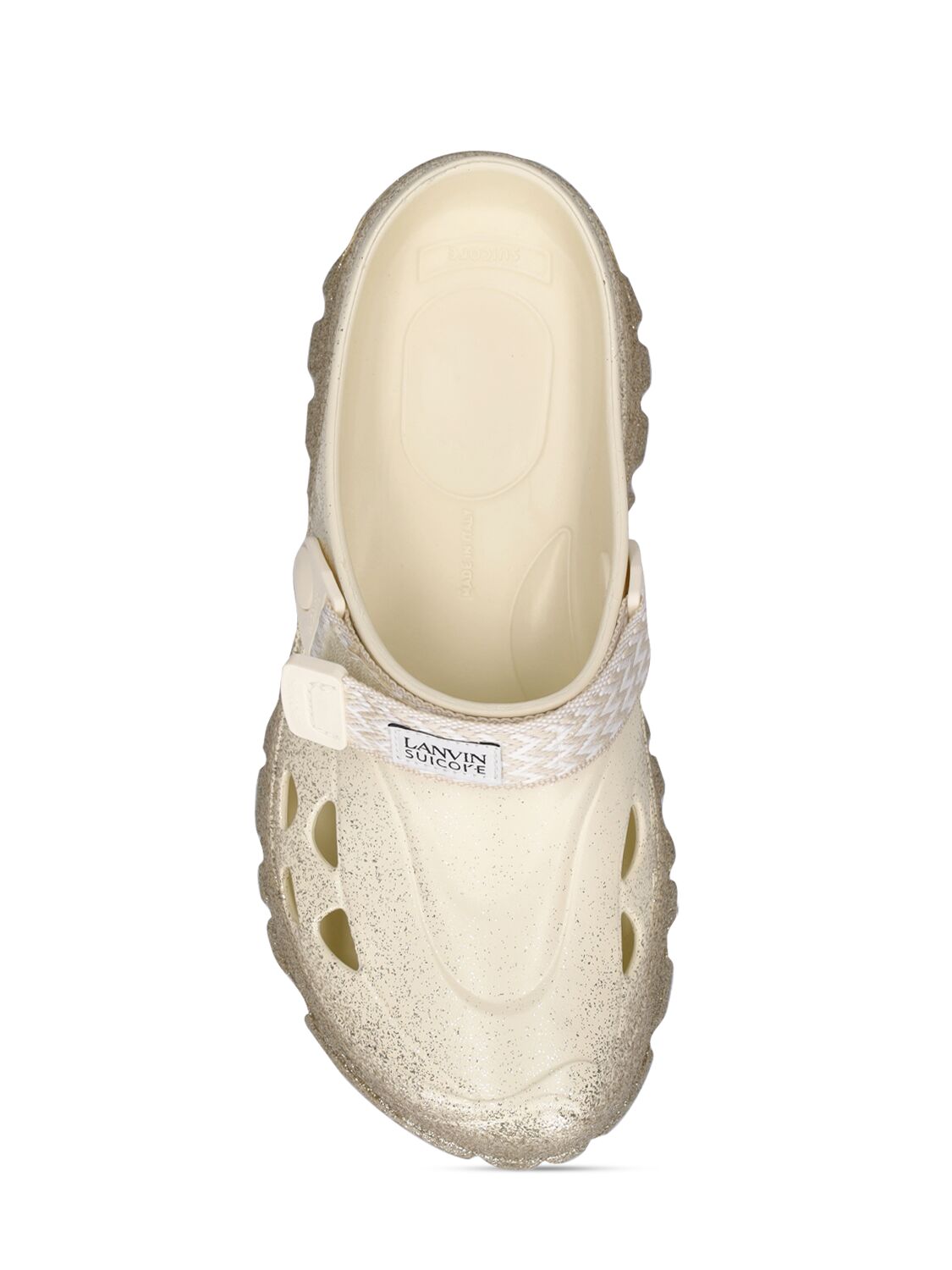 Shop Lanvin X Suicoke Curb Laces Slippers In Gold,beige