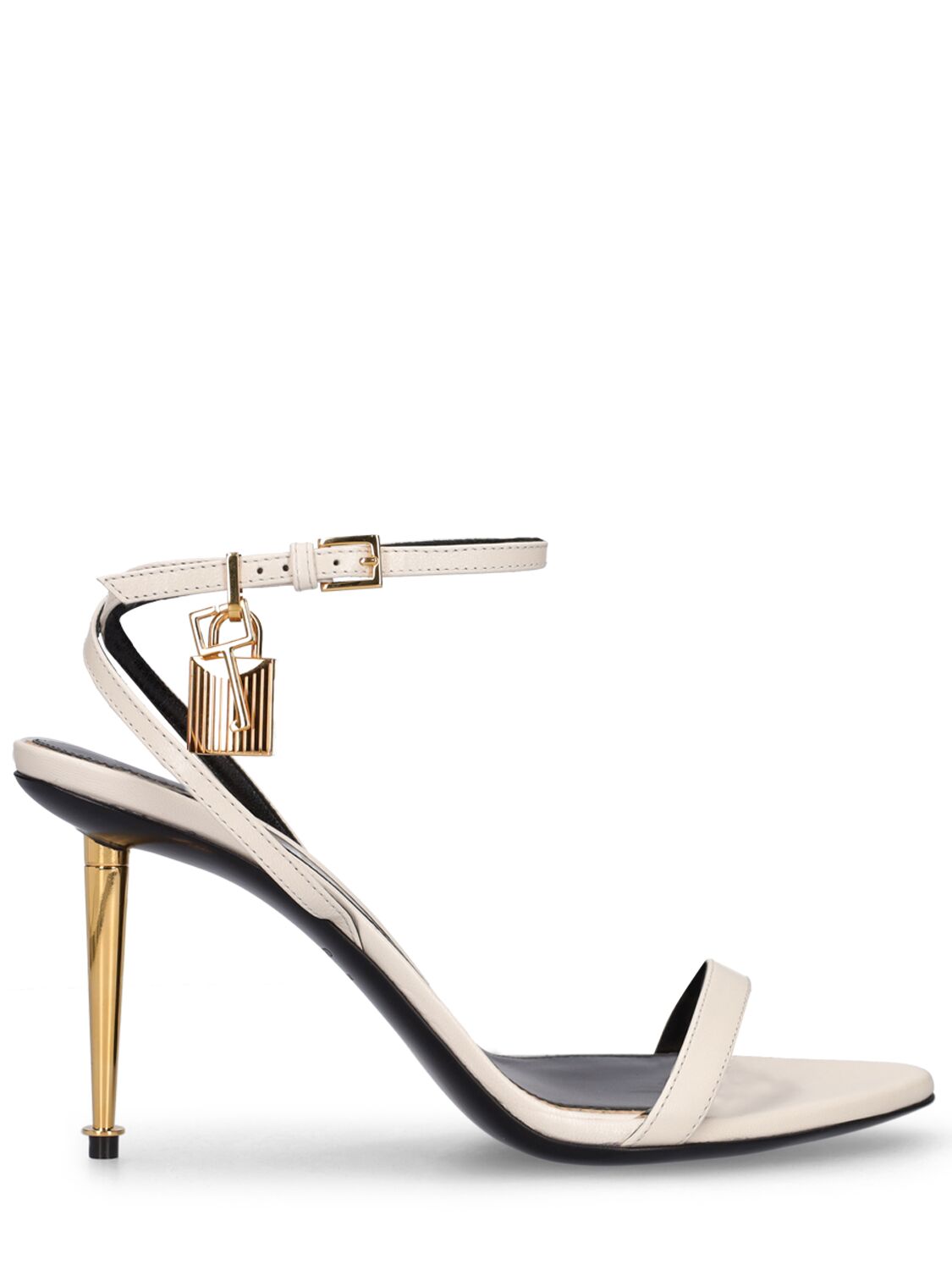 Tom Ford 85mm Padlock Leather Sandals In White