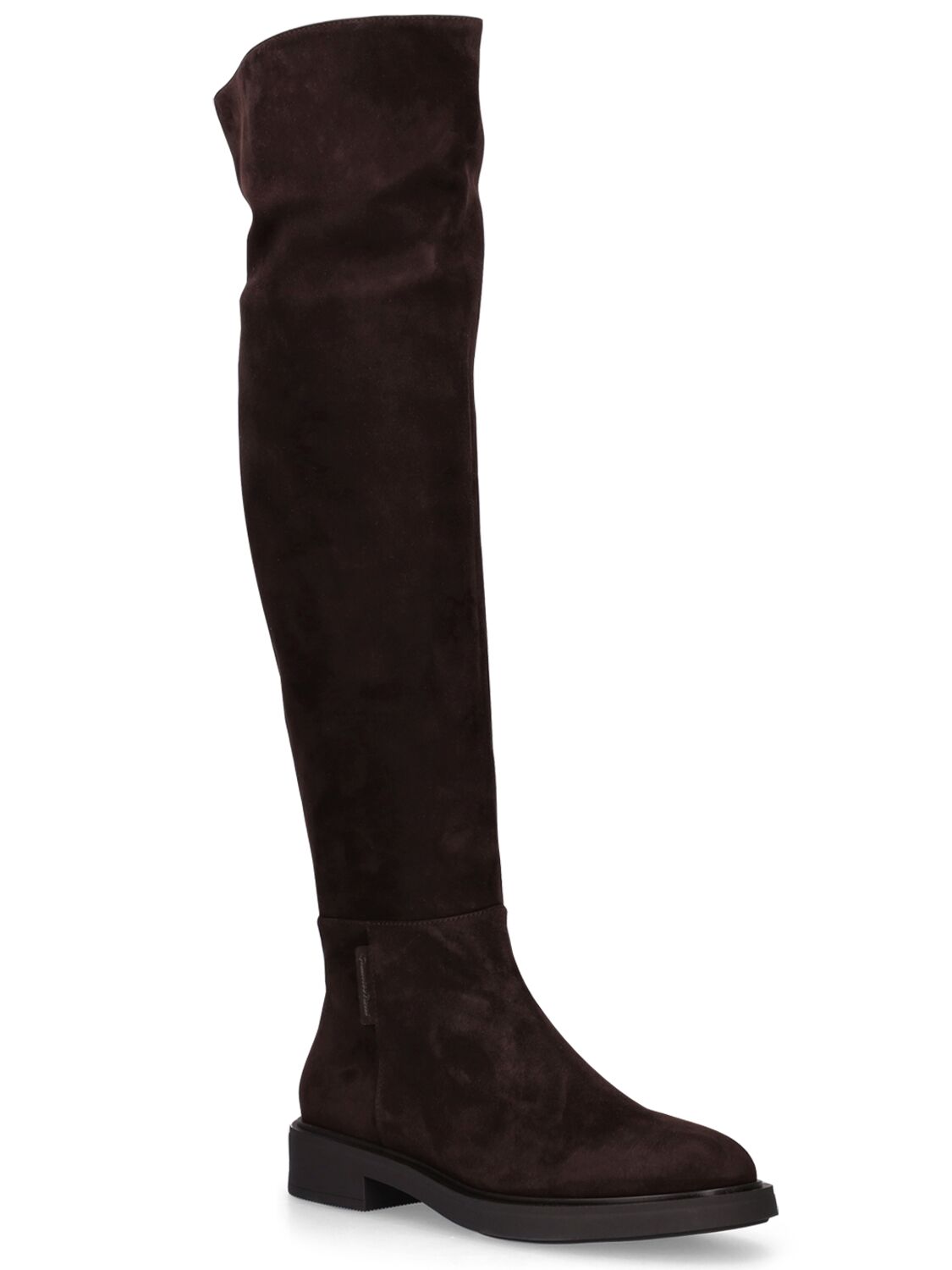 Shop Gianvito Rossi 20mm Lexington Suede Knee-high Boots In Dark Brown