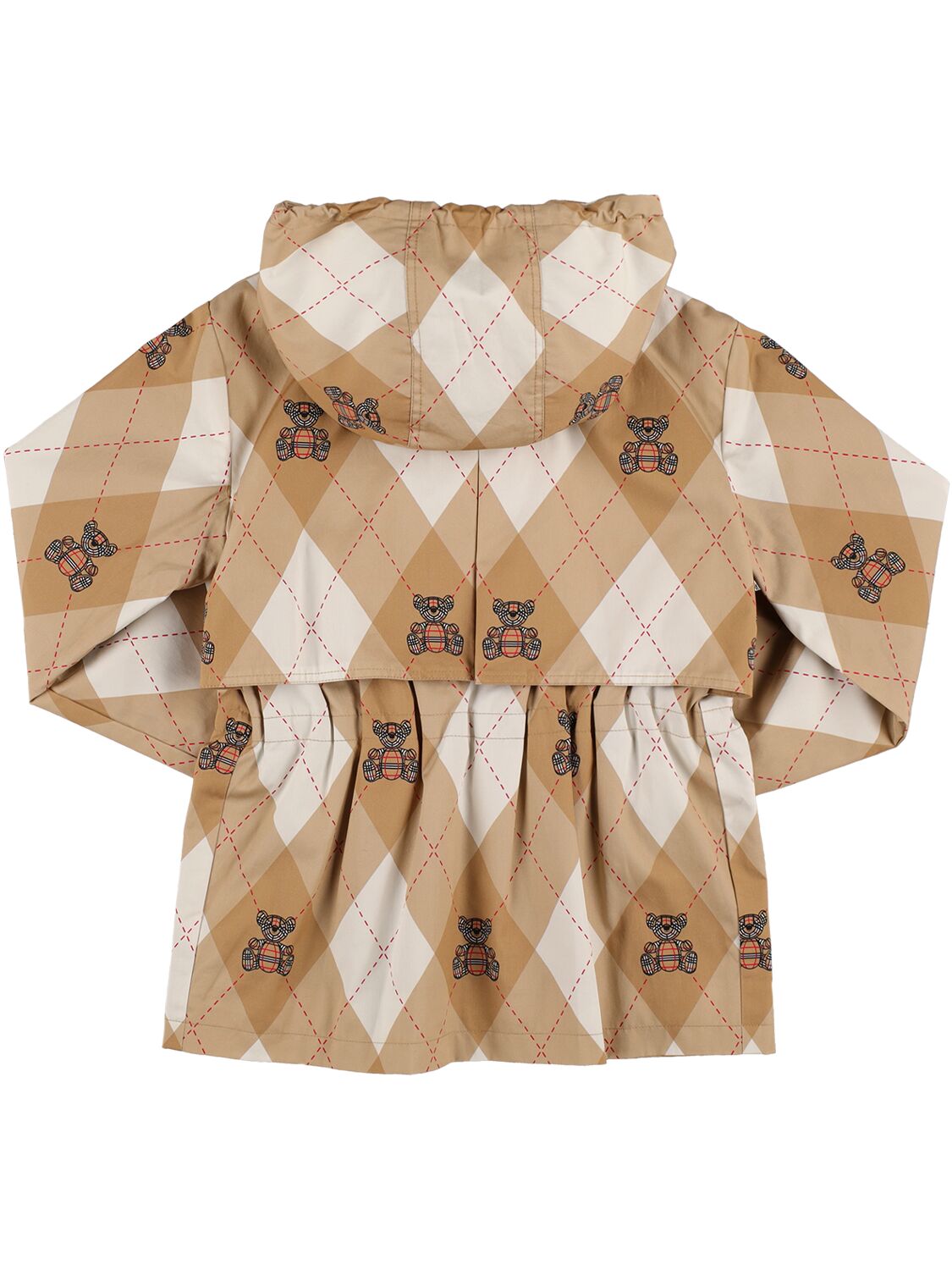 Shop Burberry Rhombus Printed Cotton Hooded Jacket In Beige