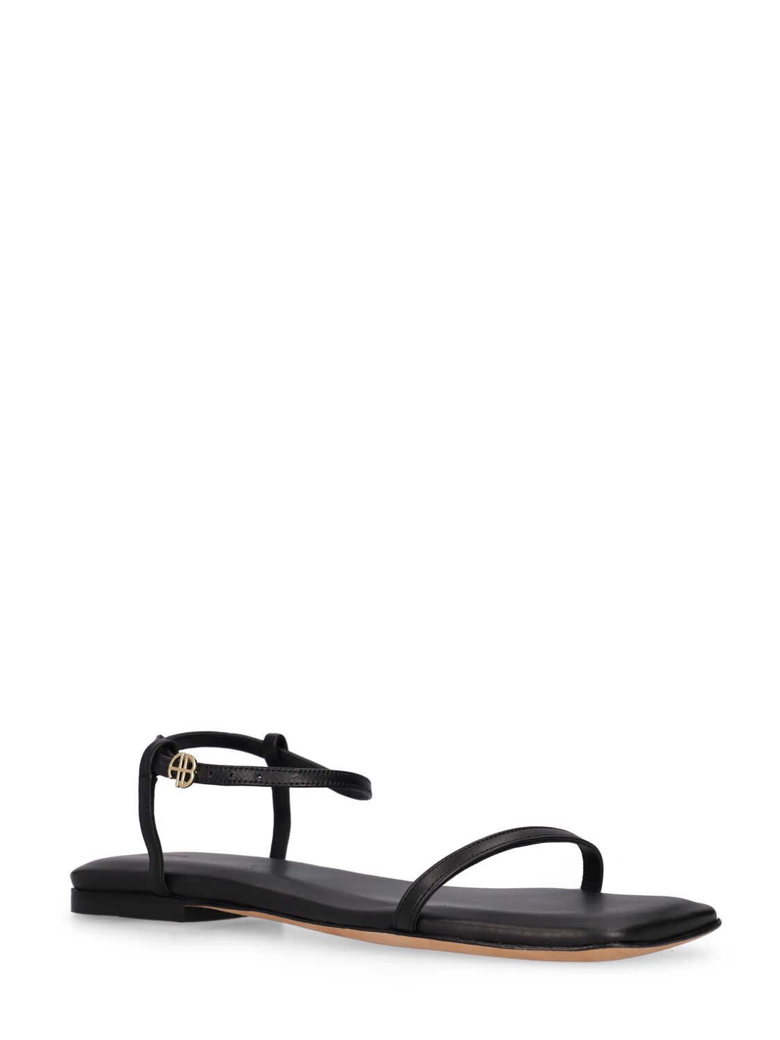 Shop Anine Bing 10mm Invisible Leather Flat Sandals In Black