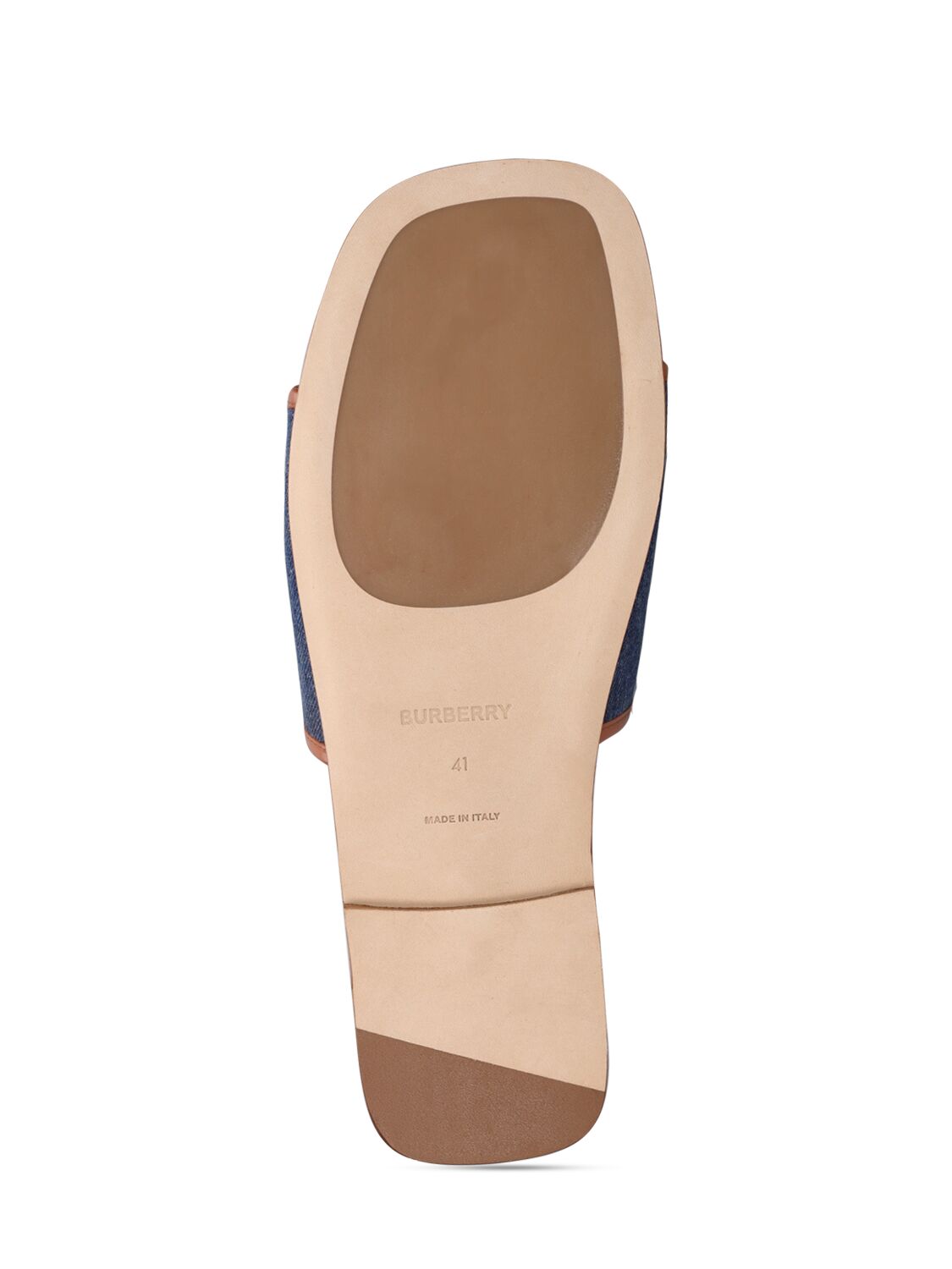 Shop Burberry 5mm Carolyn Denim Flats Sandals In Blue,tan
