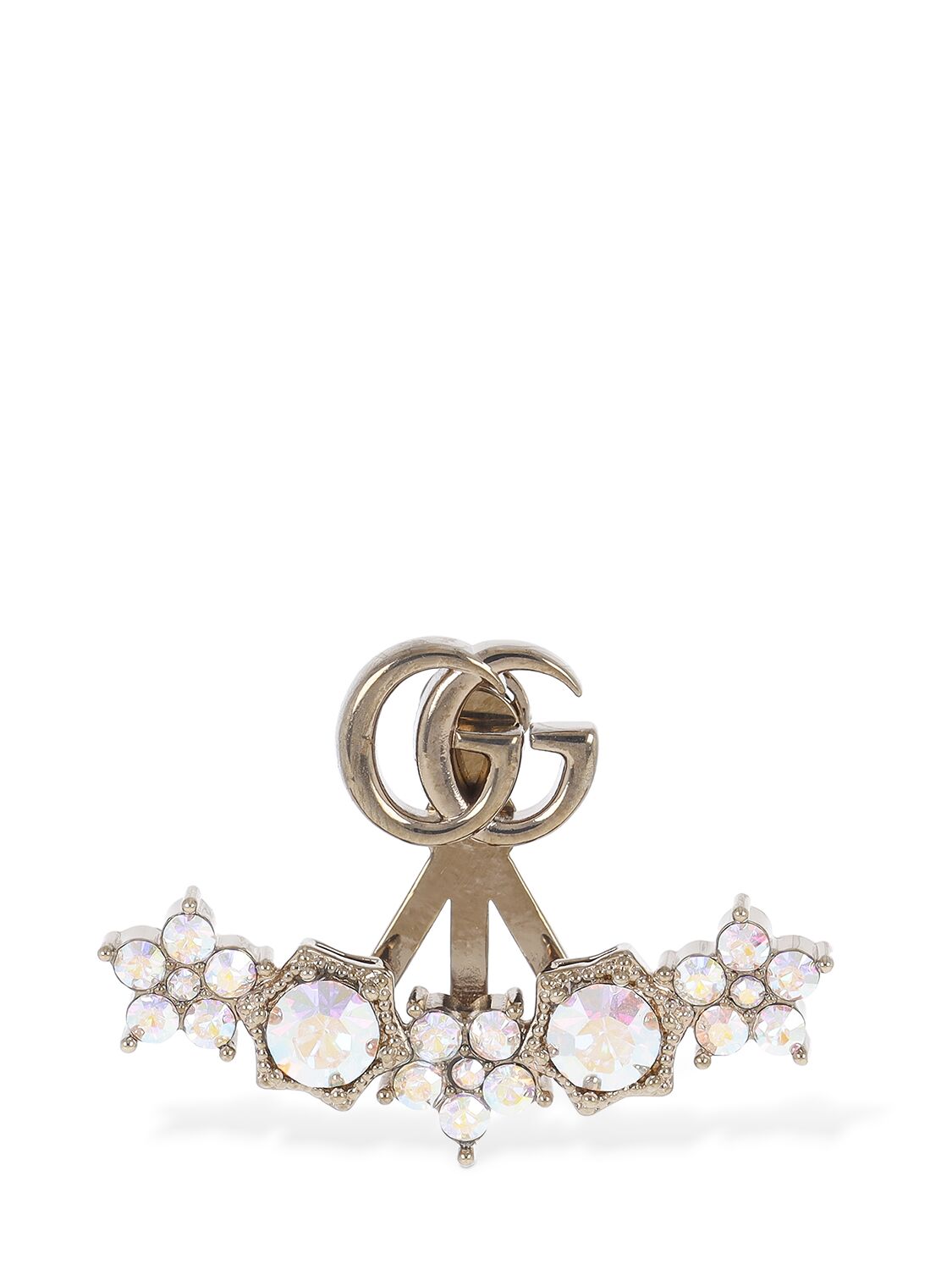 Shop Gucci Gg Marmont Brass Mono Earring In Gold,crystal
