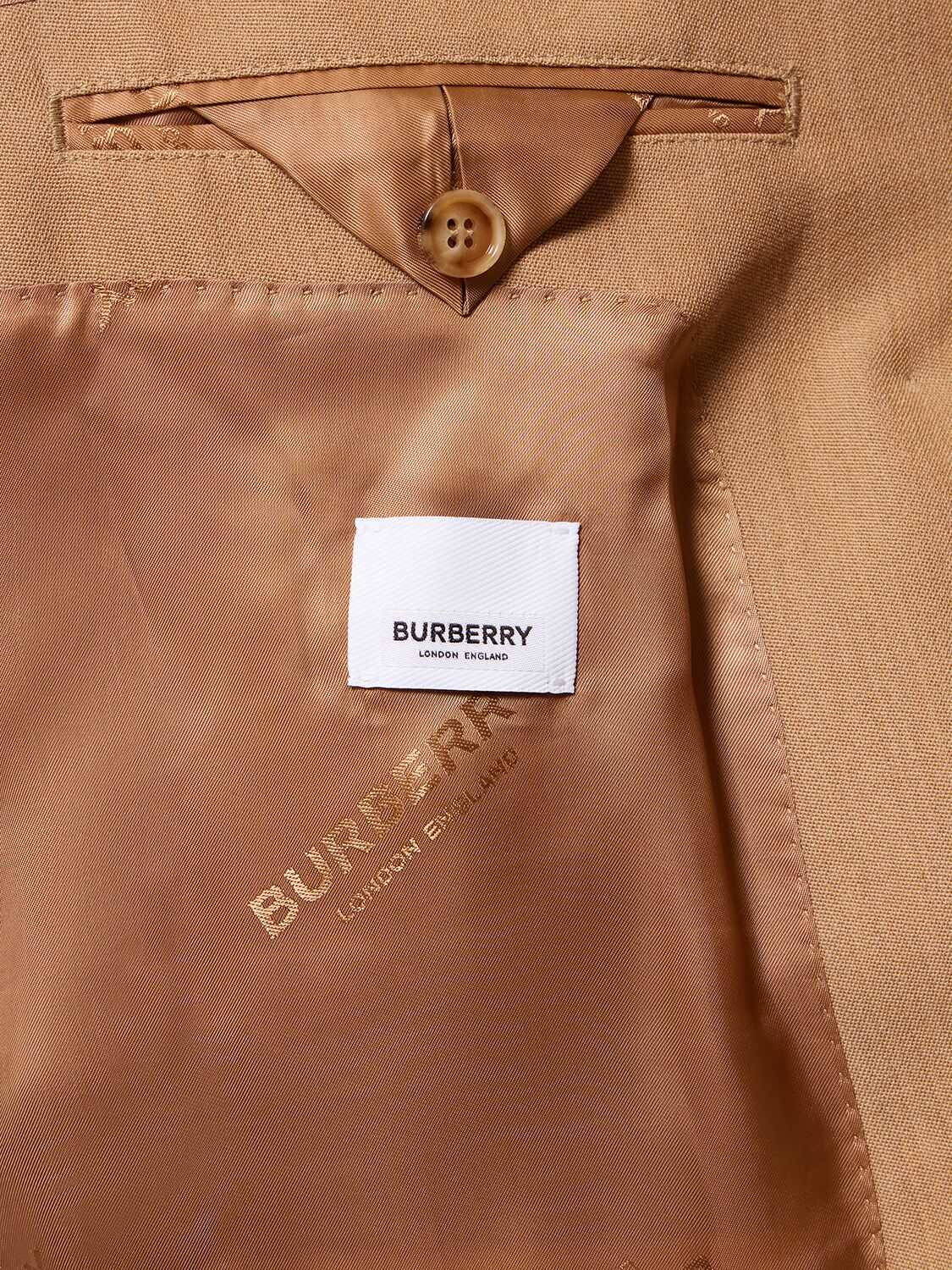 Shop Burberry Claudette Fitted Wool Twill Blazer In Camel Melange