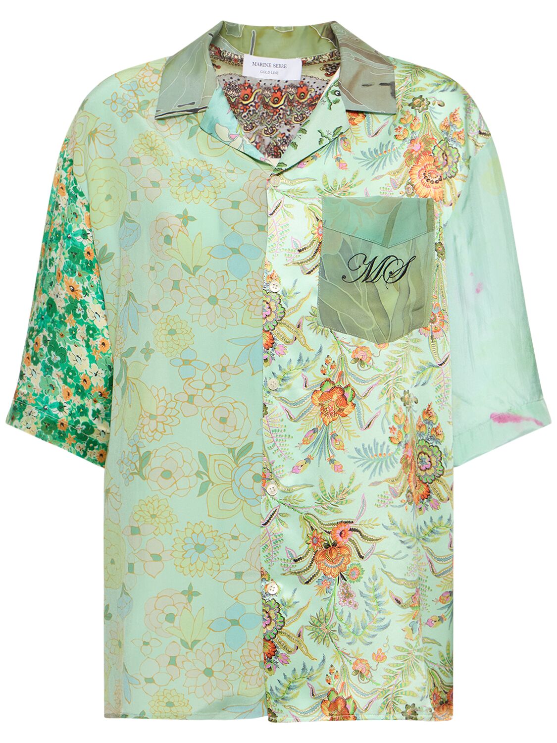 MARINE SERRE SILK SCARF PATCHWORK PAJAMA SHIRT