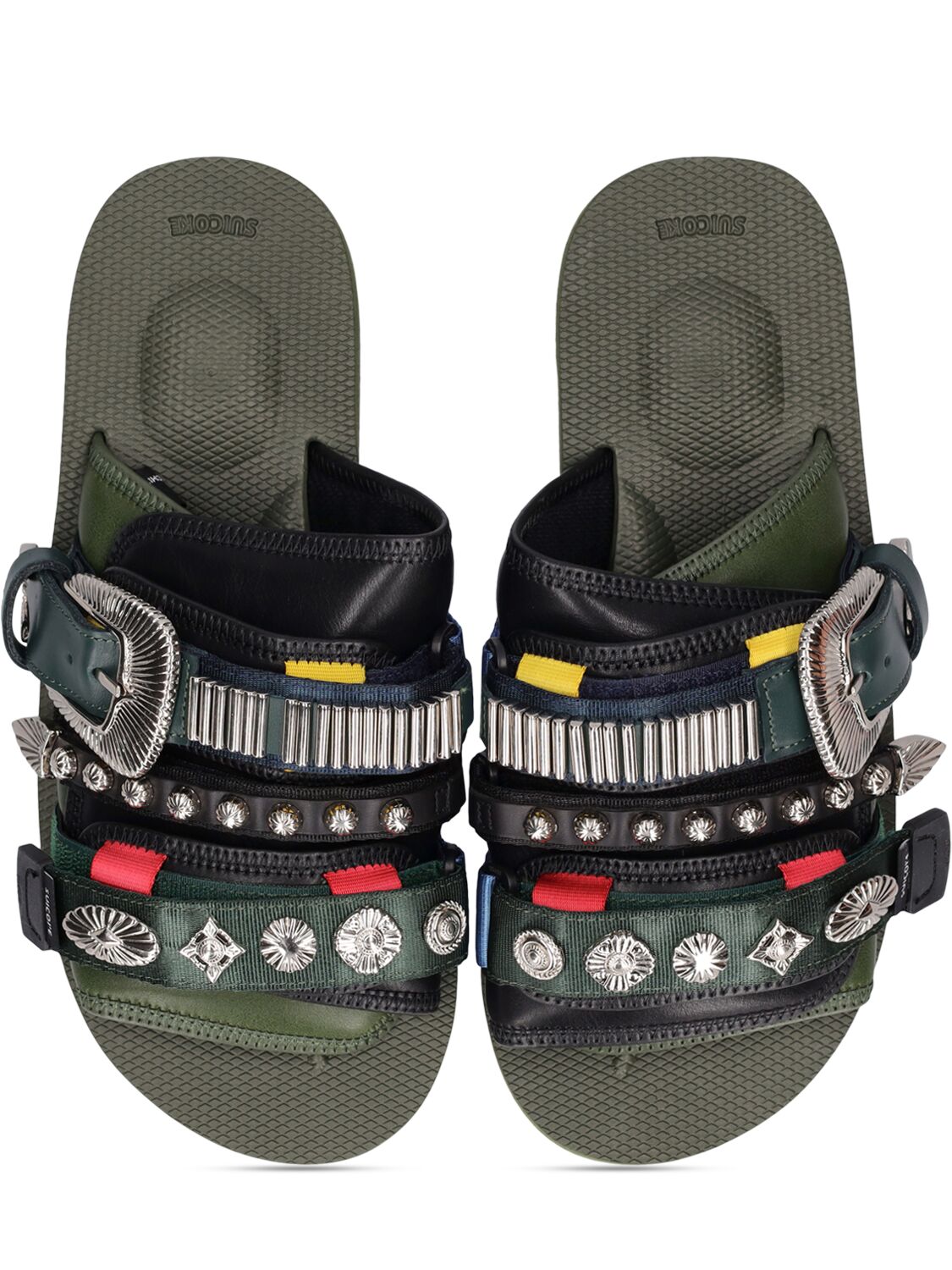 Shop Suicoke Toga Virilis Moto-cabtog Slides In Olive Green