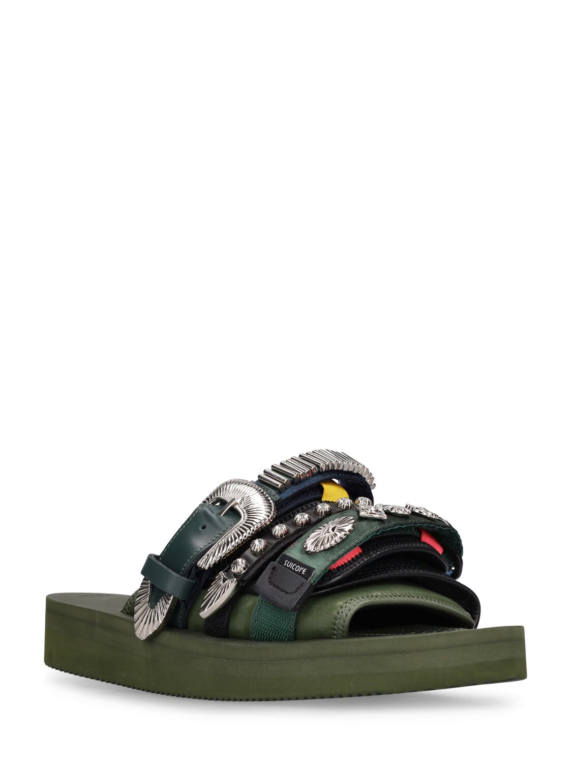 Shop Suicoke Toga Virilis Moto-cabtog Slides In Olive Green