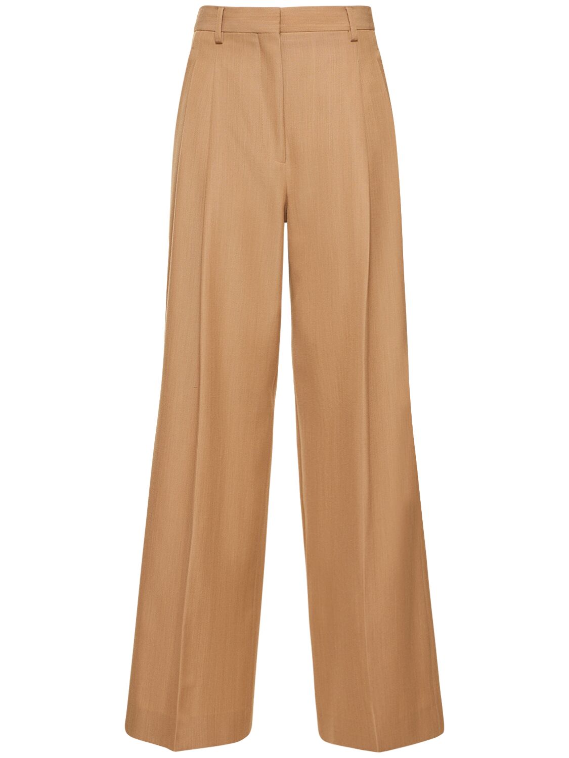 Burberry Madge Wool Twill Wide Pants In Camel Melange